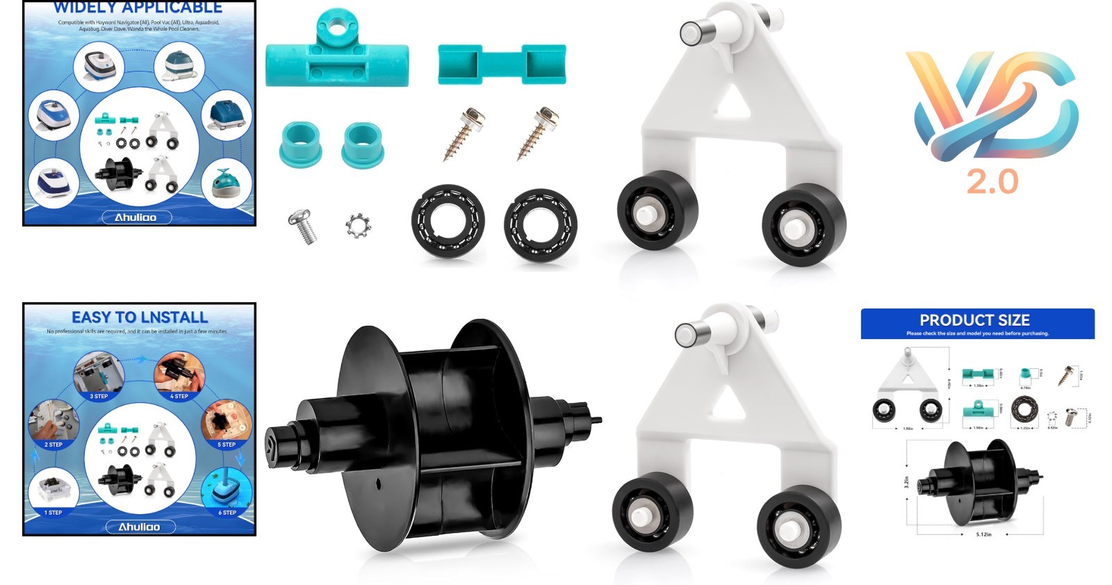 Pool Cleaner Parts Kit for Hayward Pool Vac Navigator Ultra Aquadroid Black