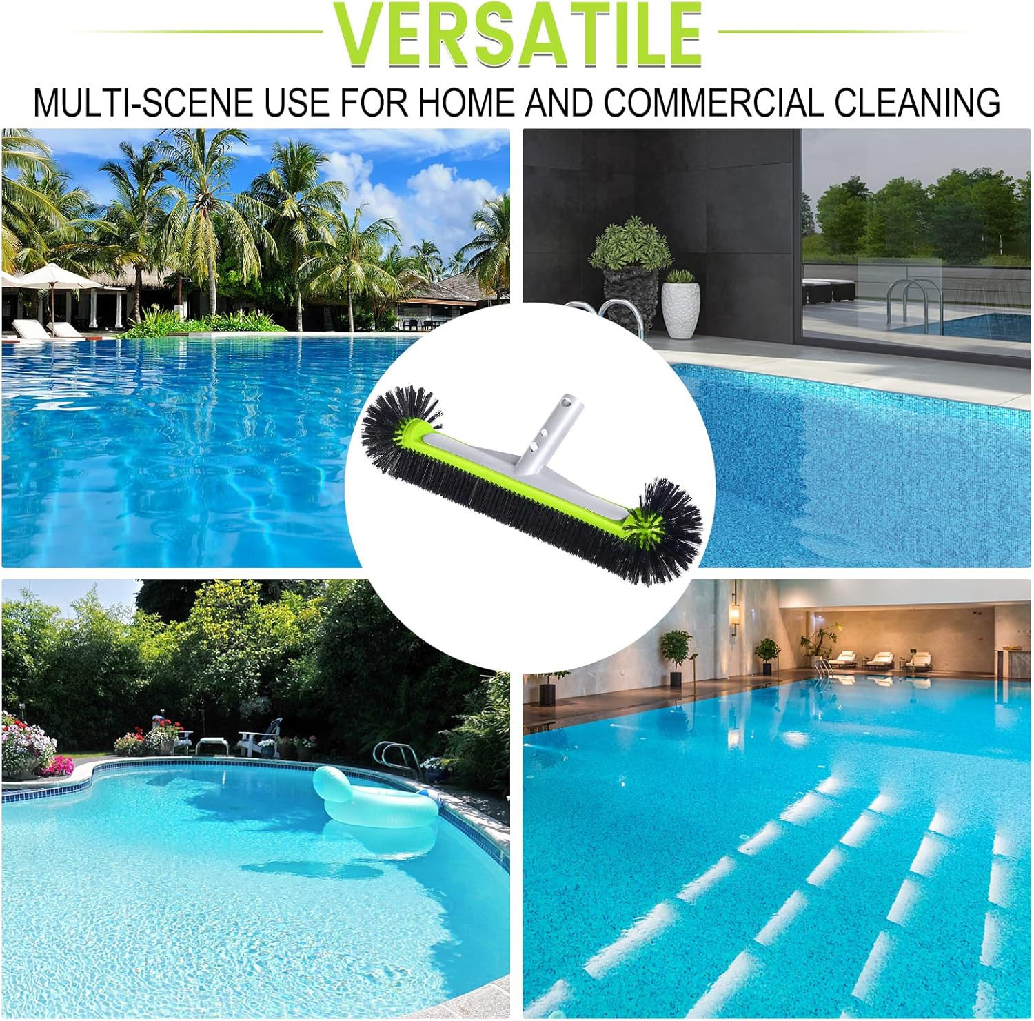 Swimming Pool Brush Head with round Ends,17.5&Prime; Heavy Duty Aluminum Back Head for