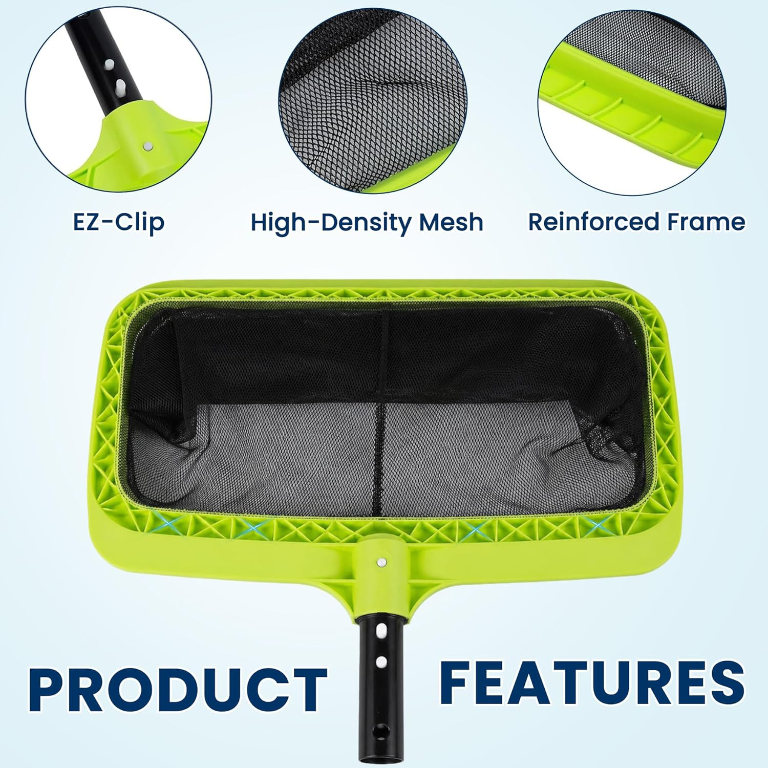 Swimming Pool Leaf Skimmer Net,Reinforced Frame Deep Rake Net