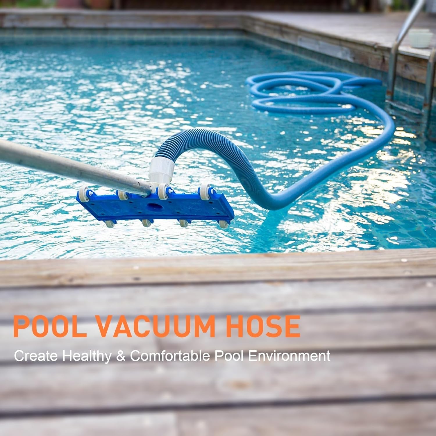 Heavy Duty 1.5 » x 18ft Pool Vacuum Hose with Swivel Cuff for Efficient Cleaning