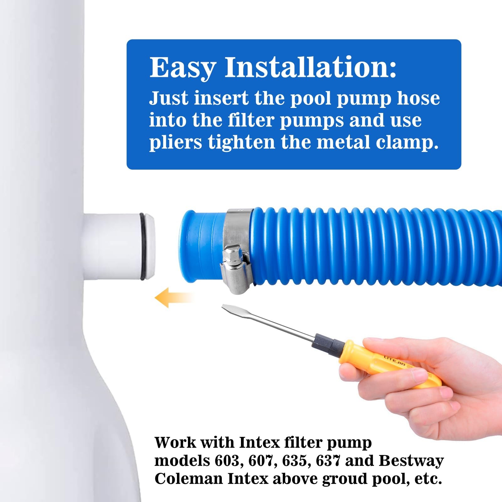 ownwhim Pool Pump Hoses for Above Ground – 1.25 x 41 41 inches, Blue
