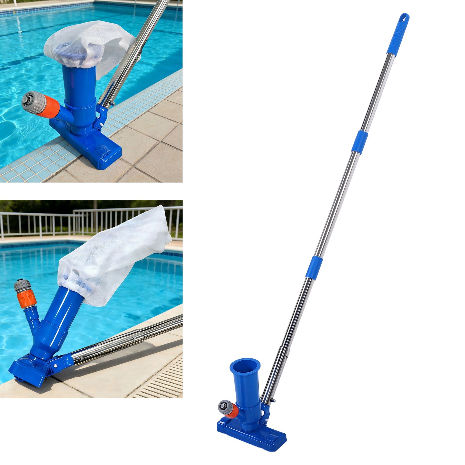 Handheld Pool Jet Cleaner With 6 Section Extension Pole For Above Ground Pools