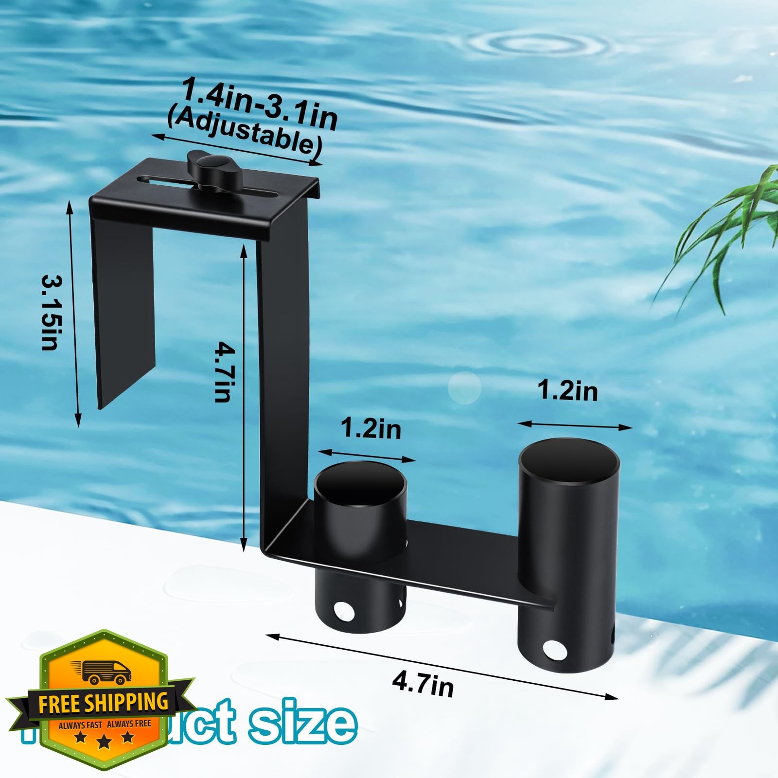 2packs Adjustable Pool Fence Hooks Metal Pool Tool Organizer and Holder Black…