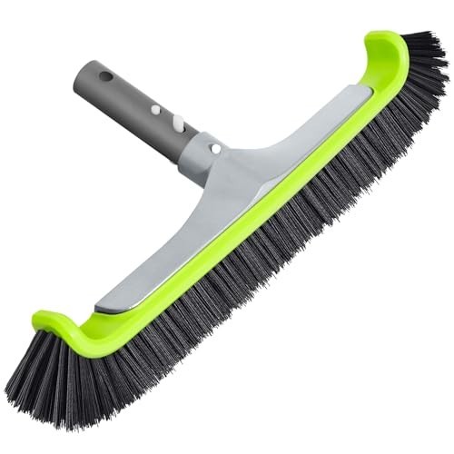 Pool Brush Head 17.5 Inch Heavy Duty Aluminum Curved Edge for Pool Walls Vinyl