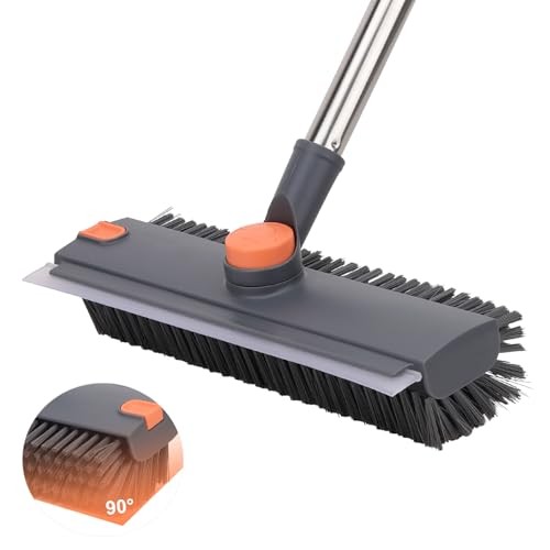 Floor Scrub Brush with 64&Prime; Long Handle – 360° Swivel Heads Household Push