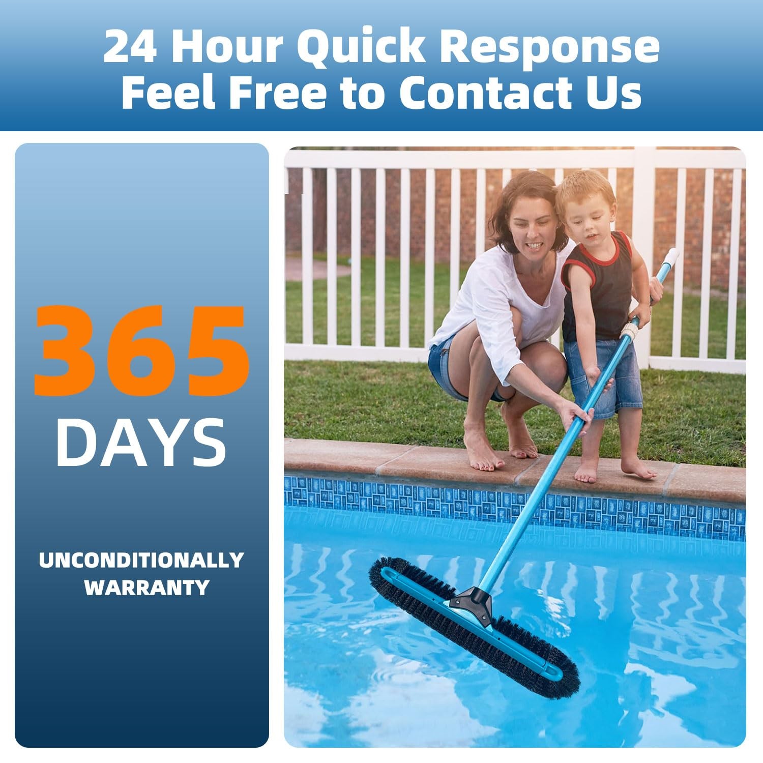 20&Prime; Heavy Duty Pool Brush Head for Inground & Above Ground Pools, Soft Bristles