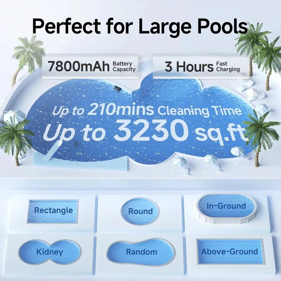 WYBOT S2 Cordless Robotic Pool Cleaner – Model WY210C – Automatic Vacuum