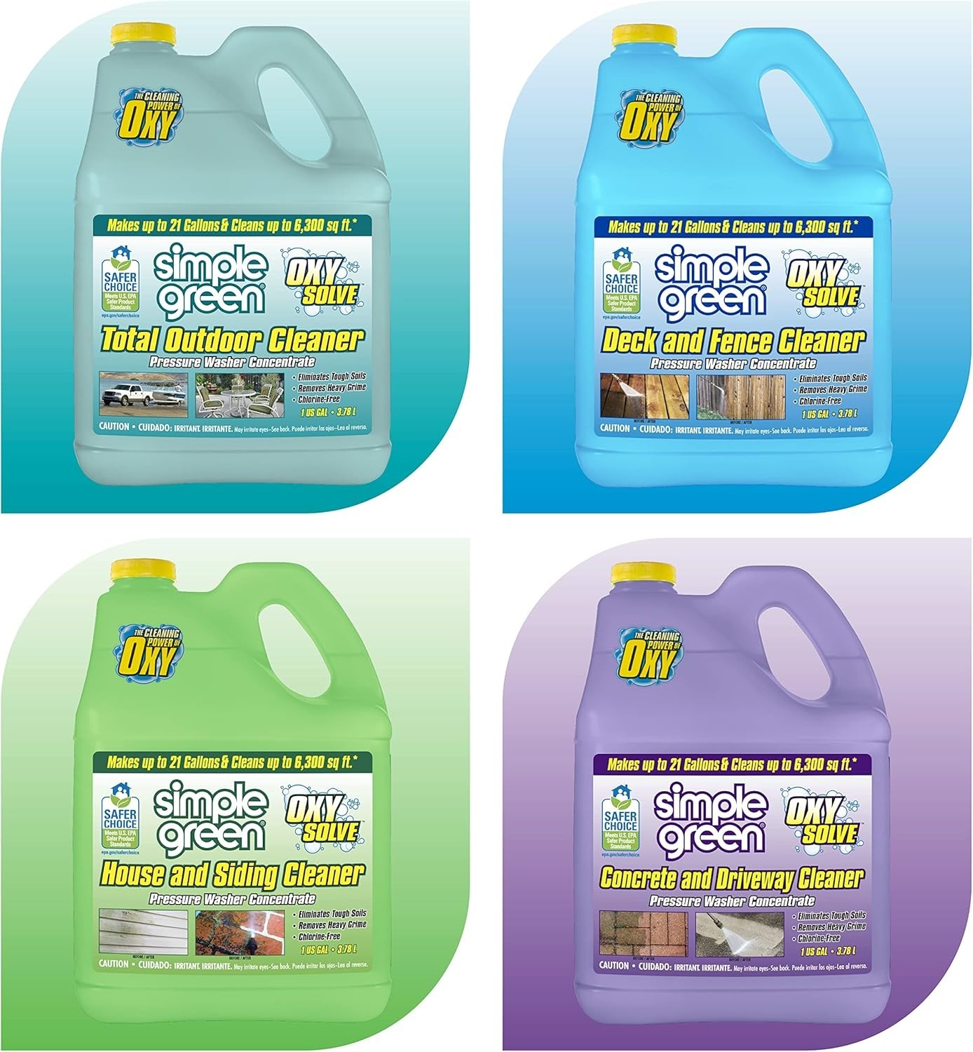 Oxy Solve Outdoor Cleaner Concentrate – 128 Fl Oz, Eco-Friendly & EPA Certified