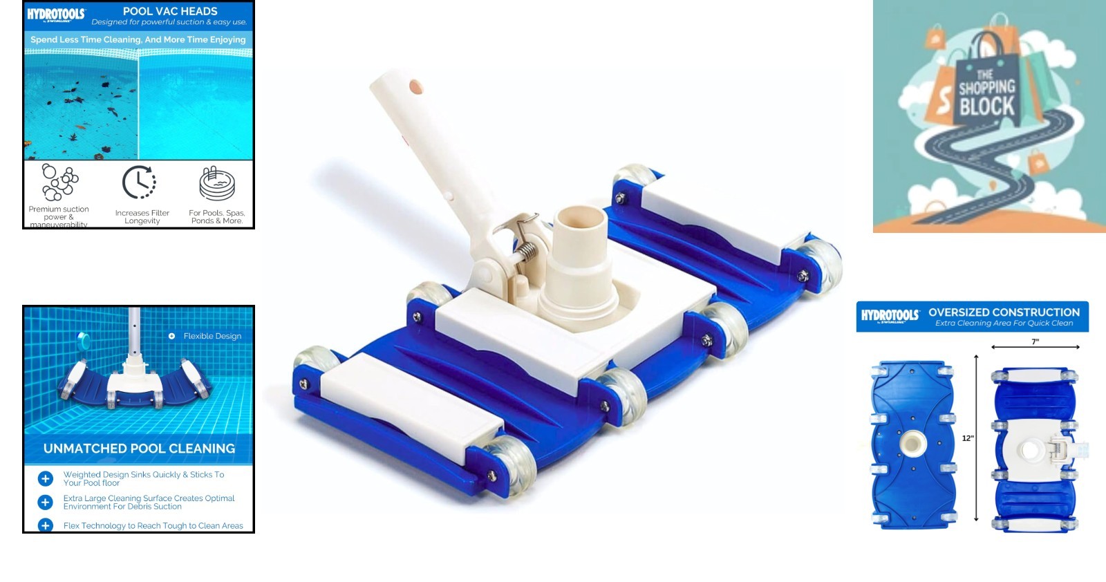 Hydrotools Rectangular Vacuum Head with Wheels for Pool Cleaning, 13.5&Prime;