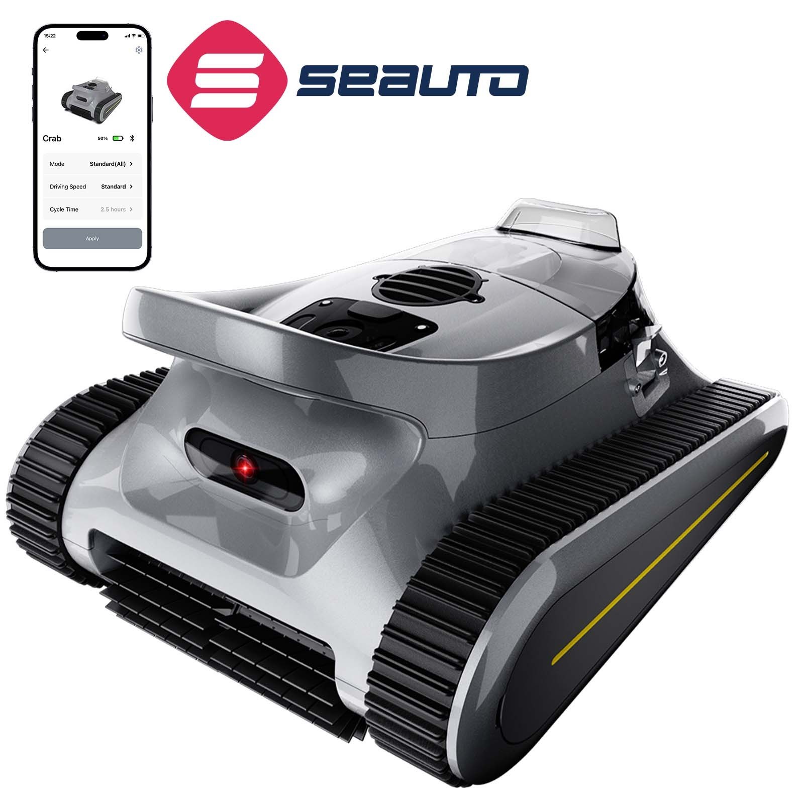 Seauto Cordless Robotic Pool Cleaner Smart Navigation Wall Cleaning App Support