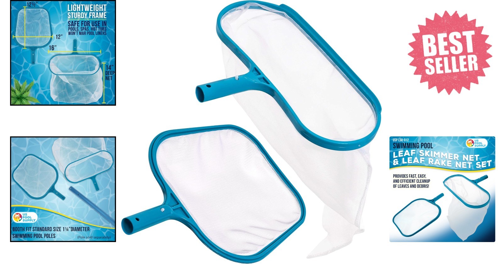 Efficient Pool Cleaning Skimmer and Rake Set – Lightweight and Easy to Use