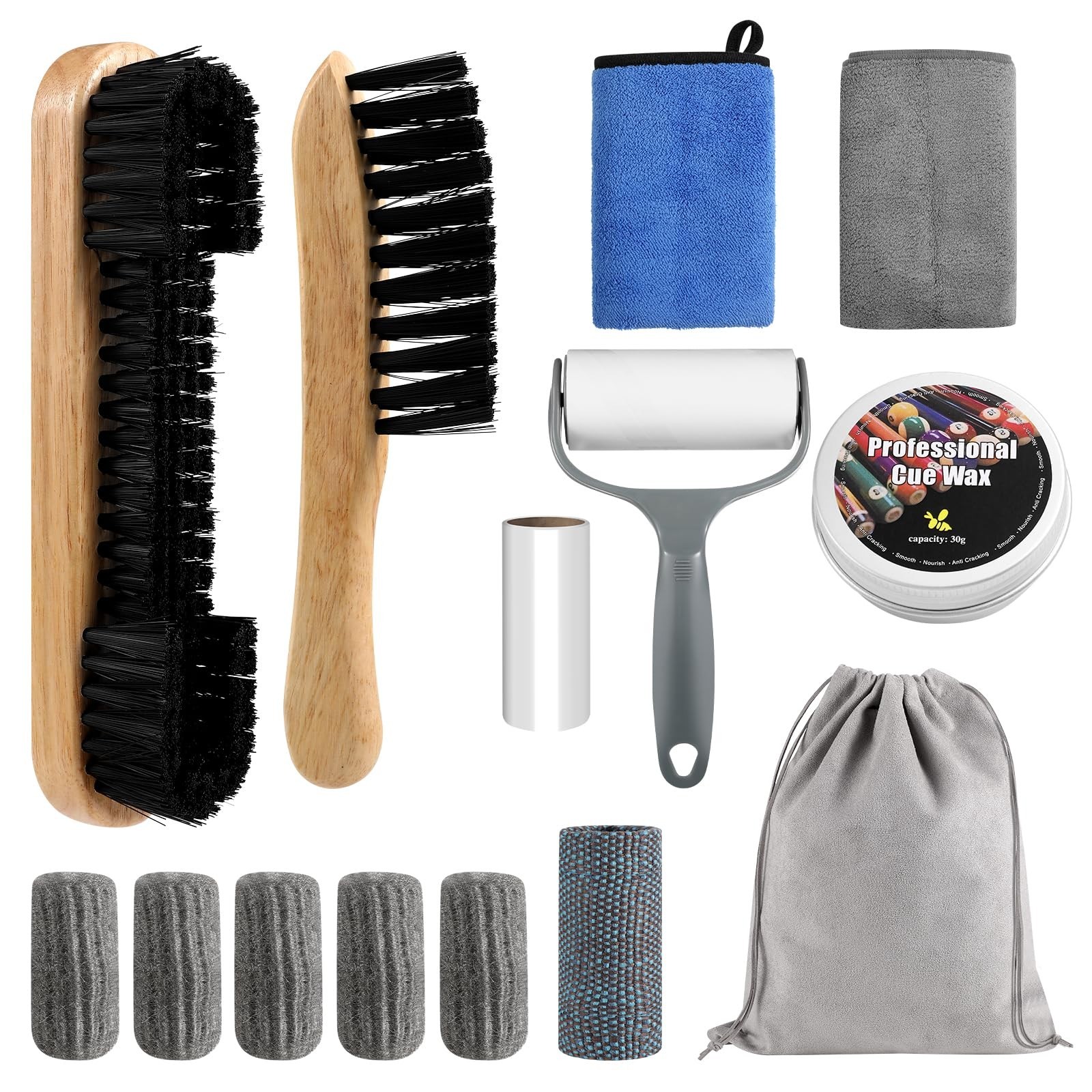 Pool Table Brush Set, 14pcs Billiard Table Felt and Cue Cleaning Accessories …