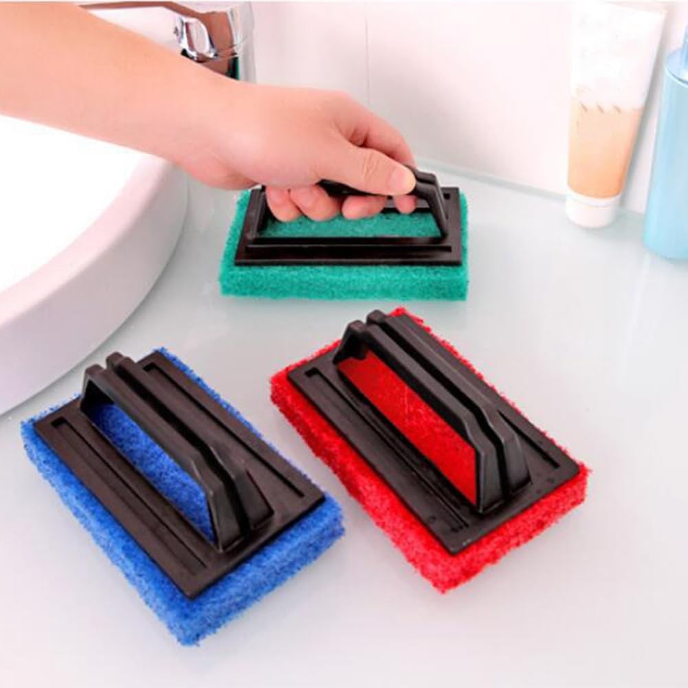 3 Pcs Hand-Held Pool Scrub Brush, Pool Cleaning Scrubbing Sponge Pad, Bathroo…