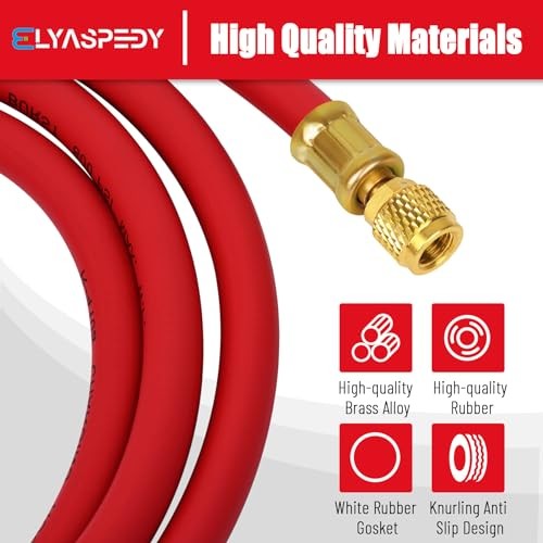Upgrade Version 3/8&Prime; Diameter HVAC Vacuum Hose,1/4&Prime; to 3/8&Prime; Red 3/8&Prime; to 1/4&Prime;