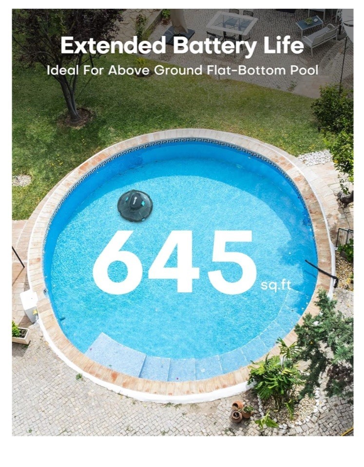 Winny Pool Cleaner Cordless Robotic Lasts 80 Min 645 Sq Ft Portable Light Green