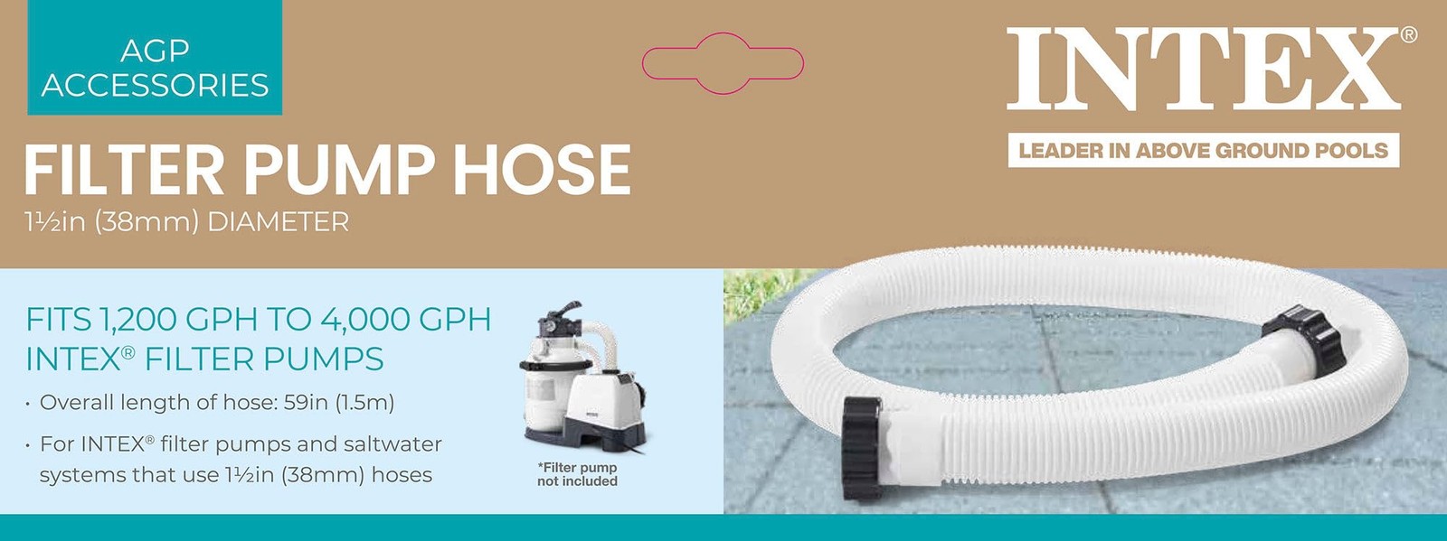 Accessory Hose for Intex and Soft Sided Pools – 1.5 x 59 Inch Inch, White