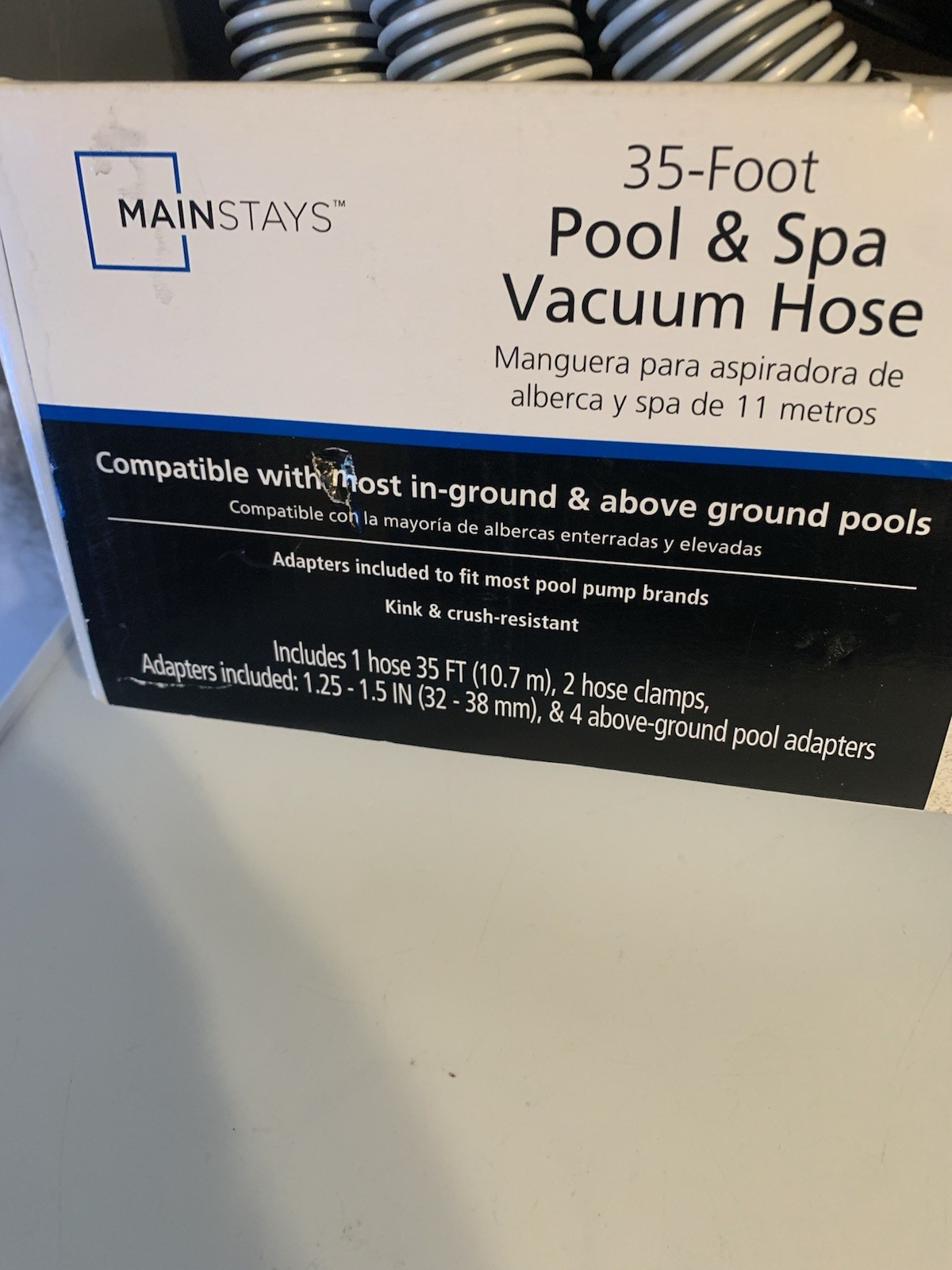 BRAND NEW Mainstays 35 ft. Pool & Spa Vacuum Hose With Adaptors 1.25”- 1.5”