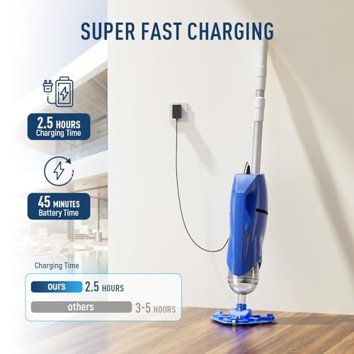 Cordless Pool Vacuum 18.5GPM Suction Telescopic Pole