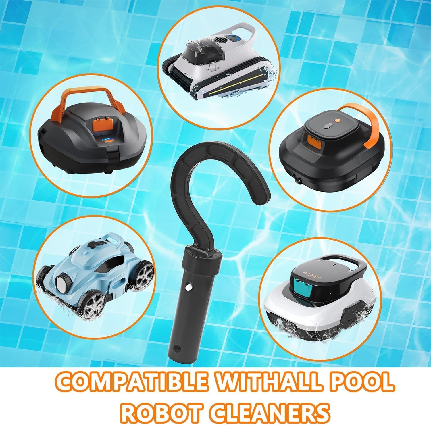 Ergonomic Telescopic Pole Hook for Robotic Pool Cleaners – Easy Adjustment