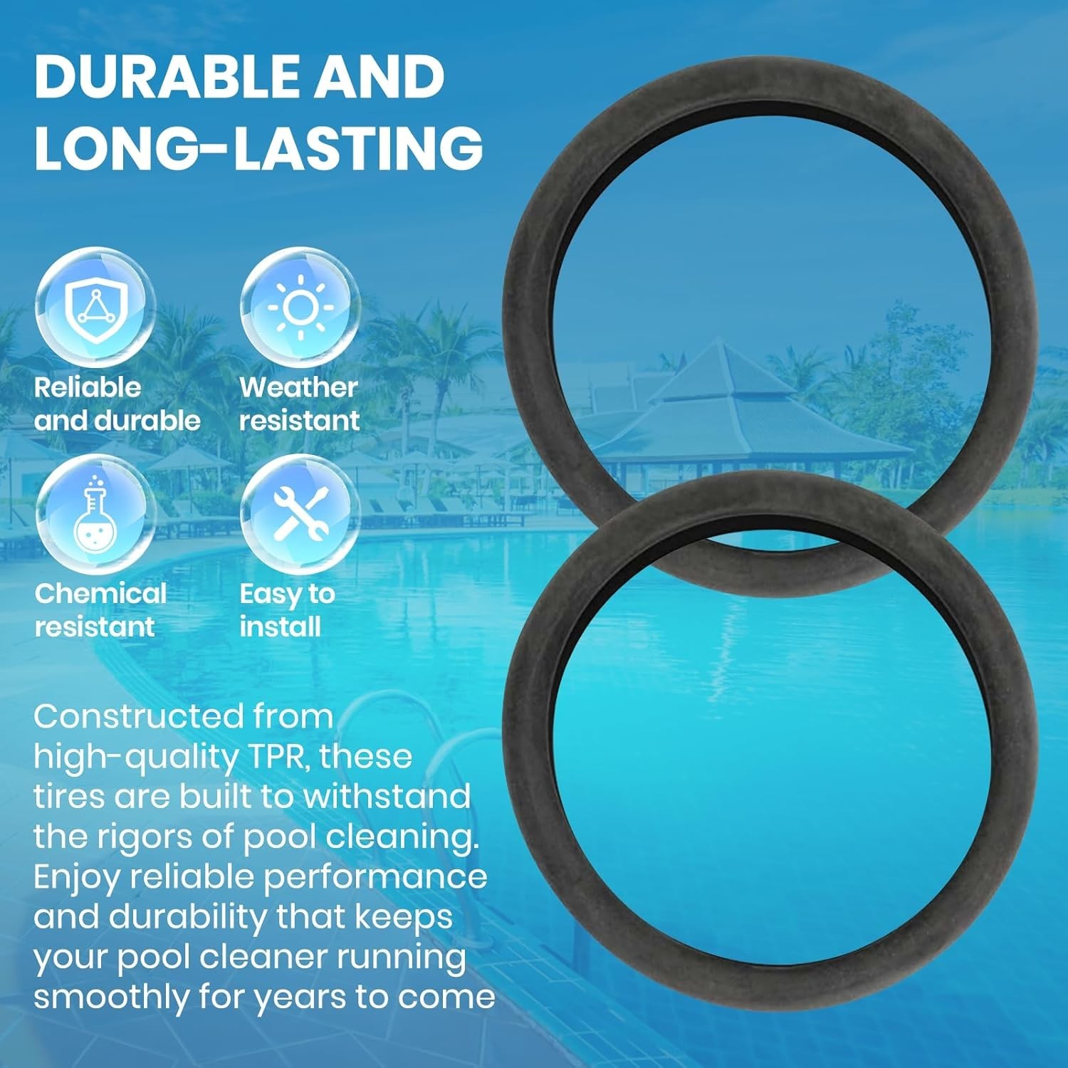 3-Pack Pool Cleaner Tires 48-232 for Polaris 3900/480 Sport, P39, Black Max