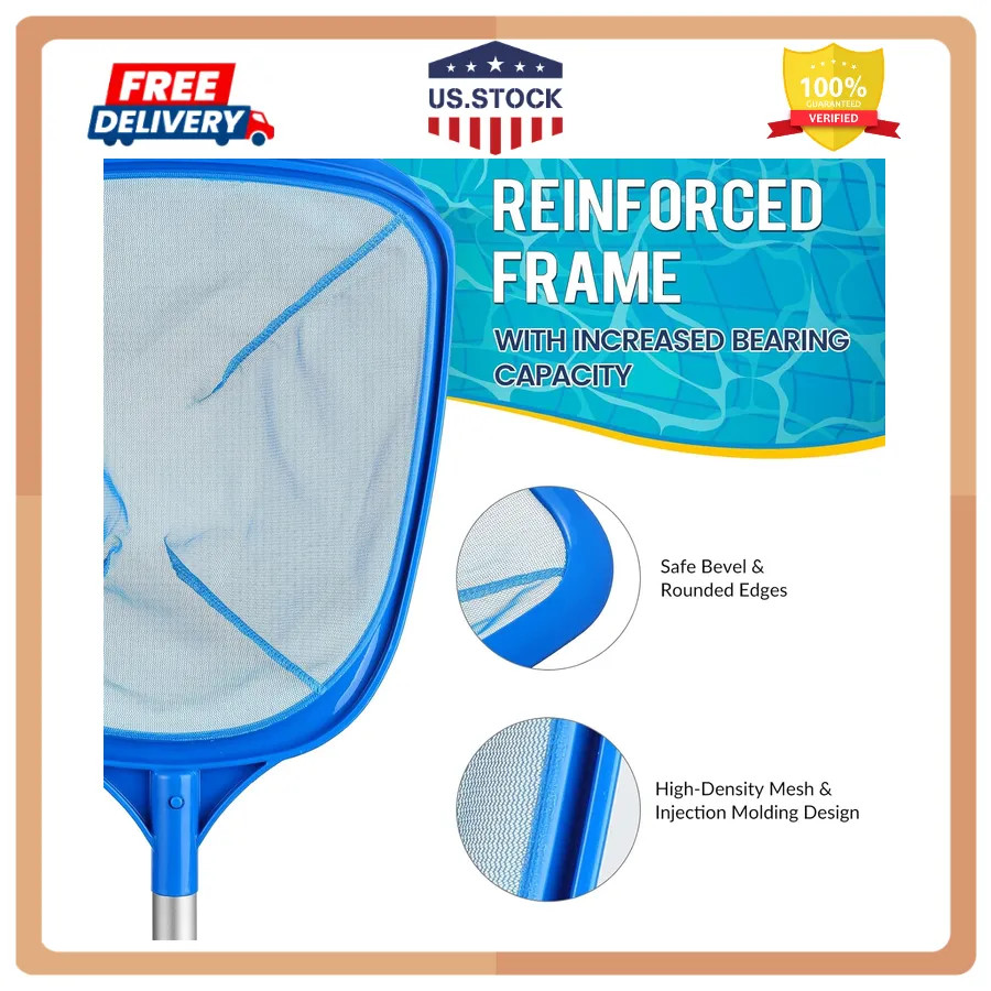 Tavaleu Deep Pool Skimmer Net with Reinforced Frame for Leaf and Debris Removal
