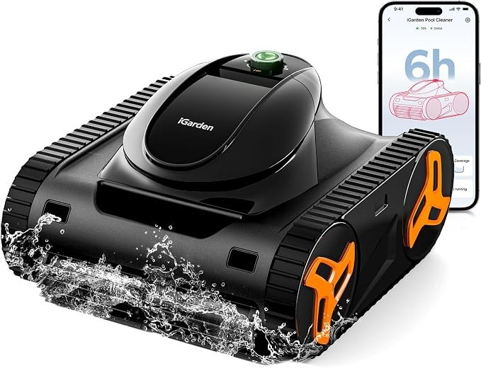 iGarden Cordless Robotic Pool Cleaner Pool Vacuum 6H Runtime for Inground Pools