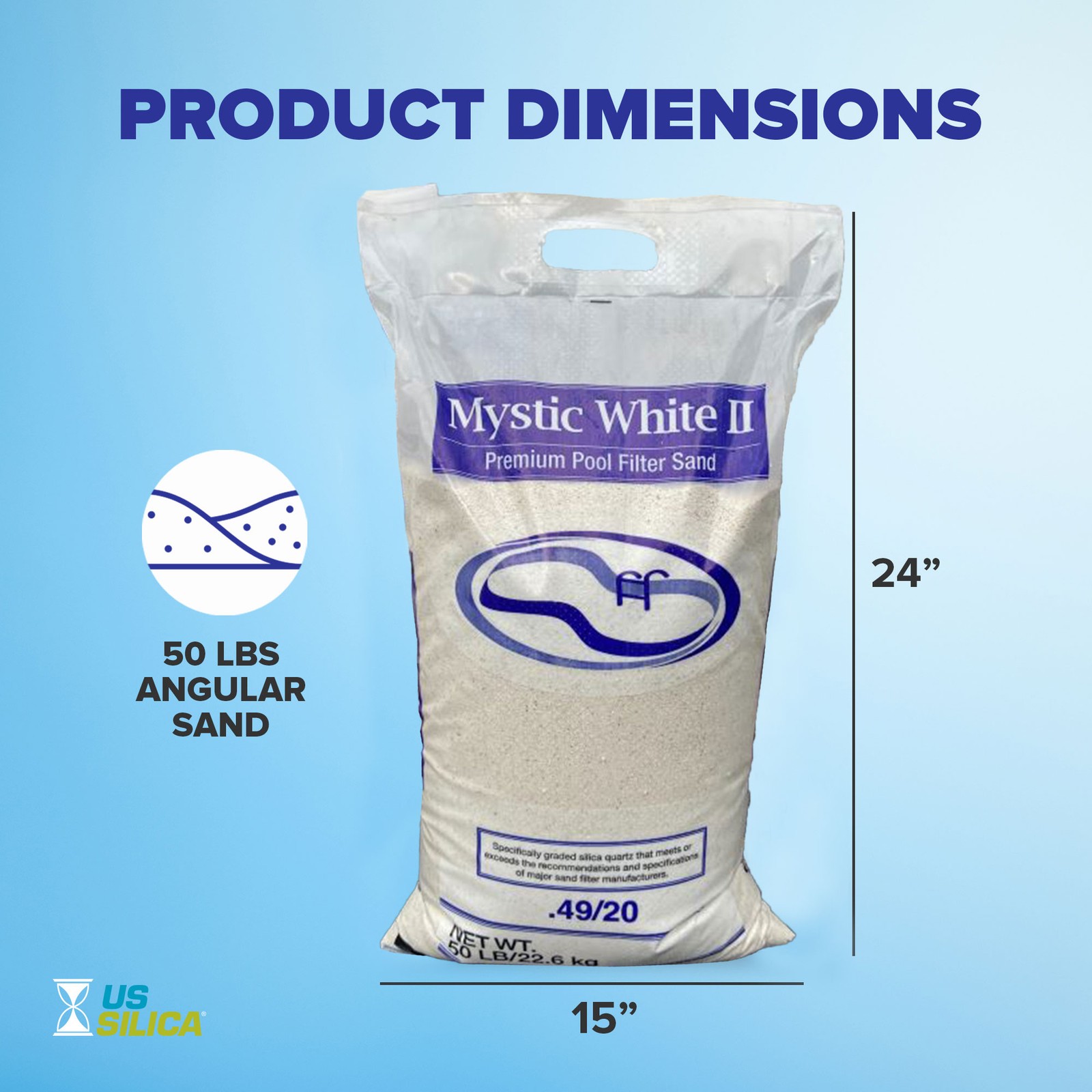 U.S. Silica 50 Pound Mystic White II Swimming Pool Filter Sand, White (2 Pack)