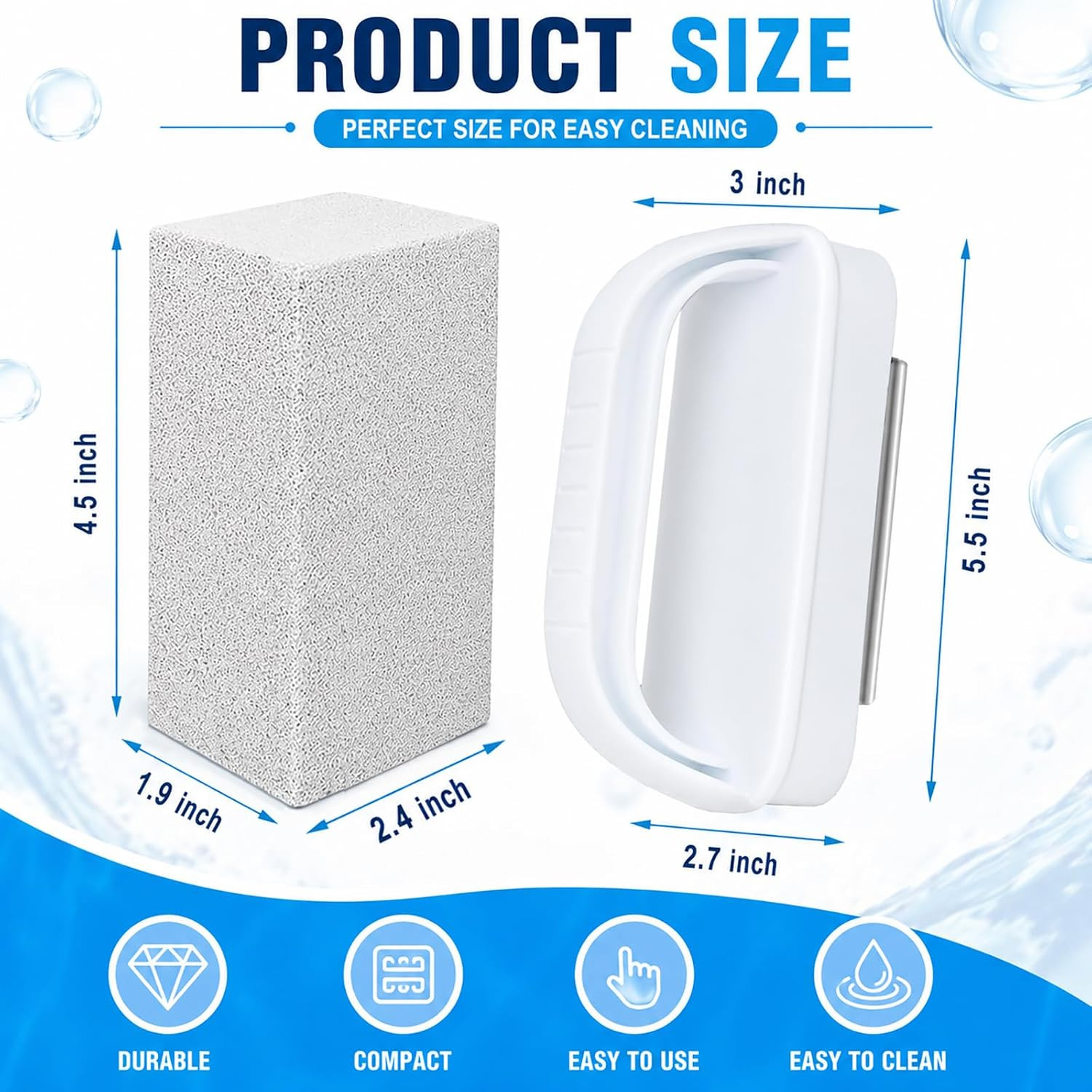 Pool Cleaning Pumice Stone with Handle, Heavy Duty Cleaning Pumice Brick, Hand-H