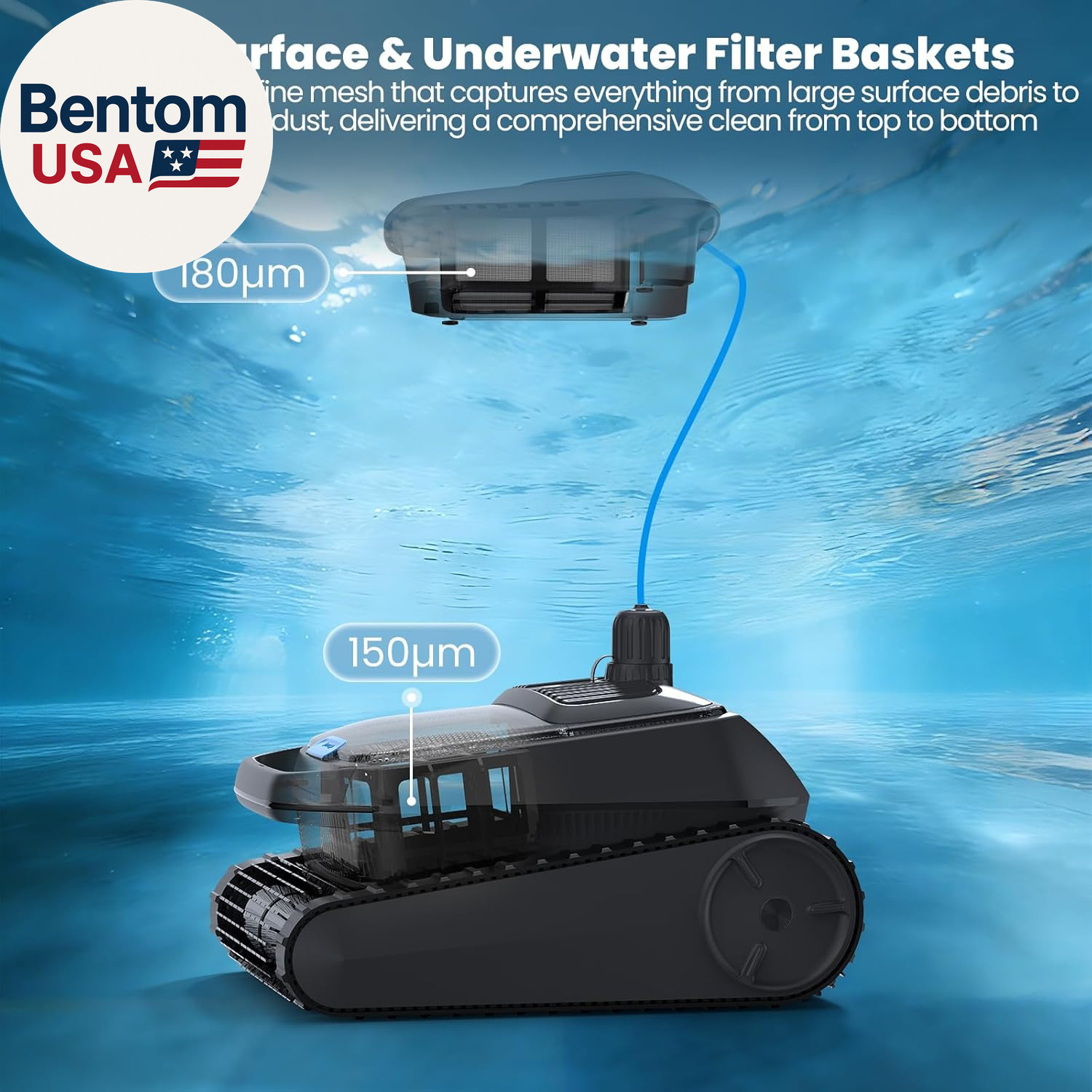 PC200 Robotic Pool Cleaner, Cordless Pool Vacuum Robot for Inground & above Grou