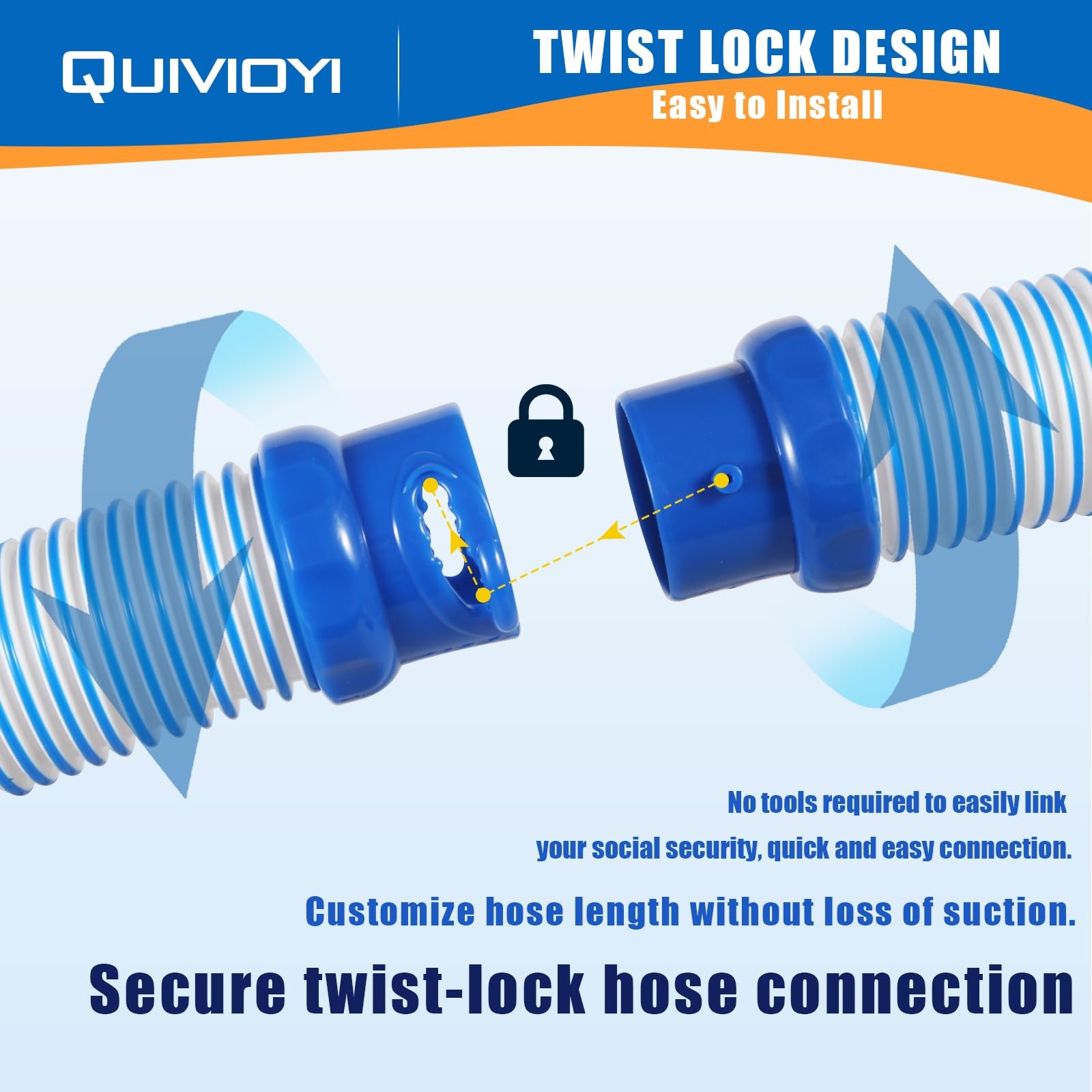 Pool Cleaner Hose for Zodiac MX6 MX8 39 Inch Twist Lock Pool Vacuum Hose Warr…