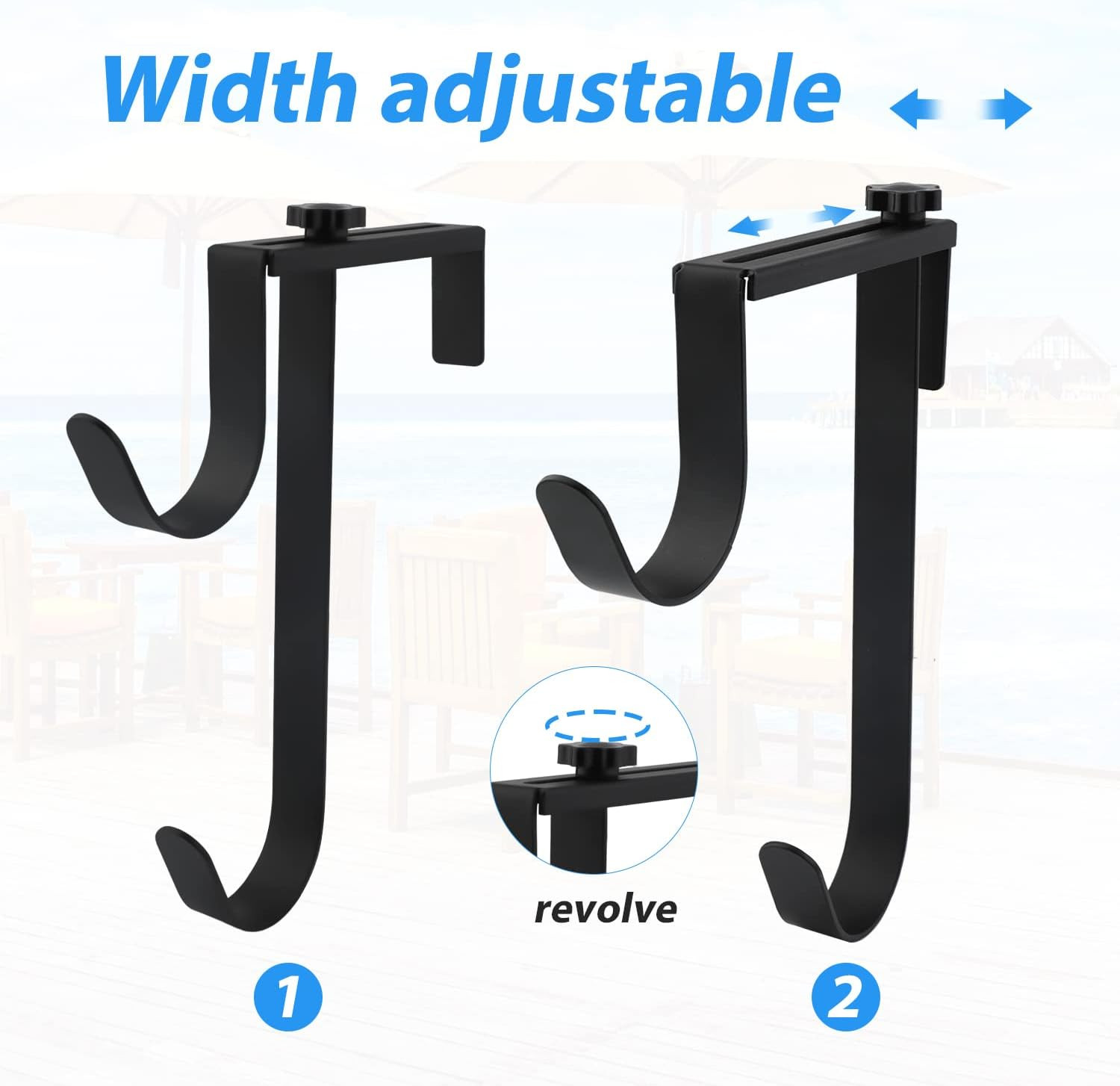 2PCS Double Pool Pole Hooks, Adjustable Thickened Panel Rustproof Pool Fence Hoo