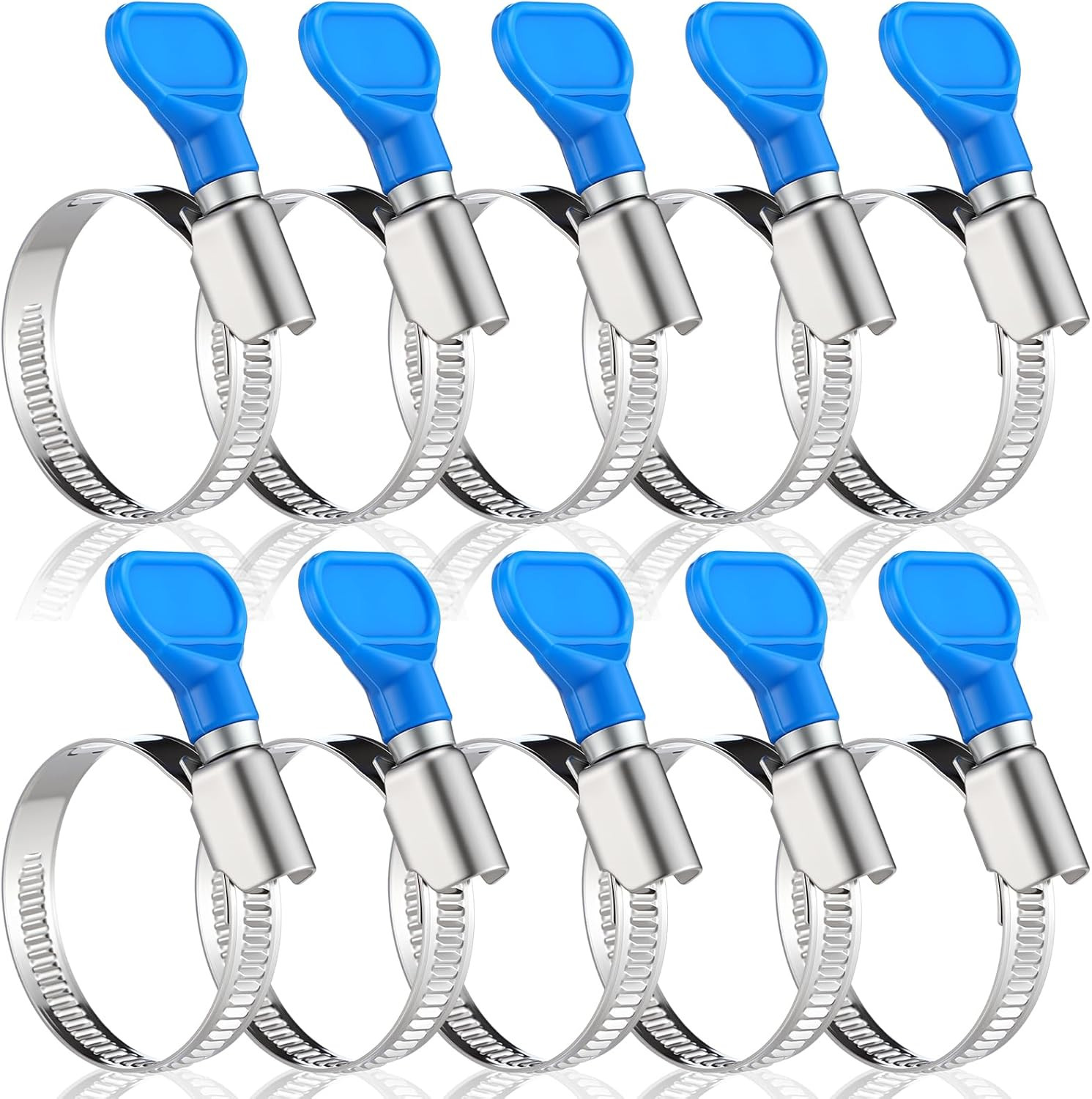 10 Pcs 1-1/2 Inch Pool Backwash Hose Clamp Adjustable Worm Gear Stainless Steel