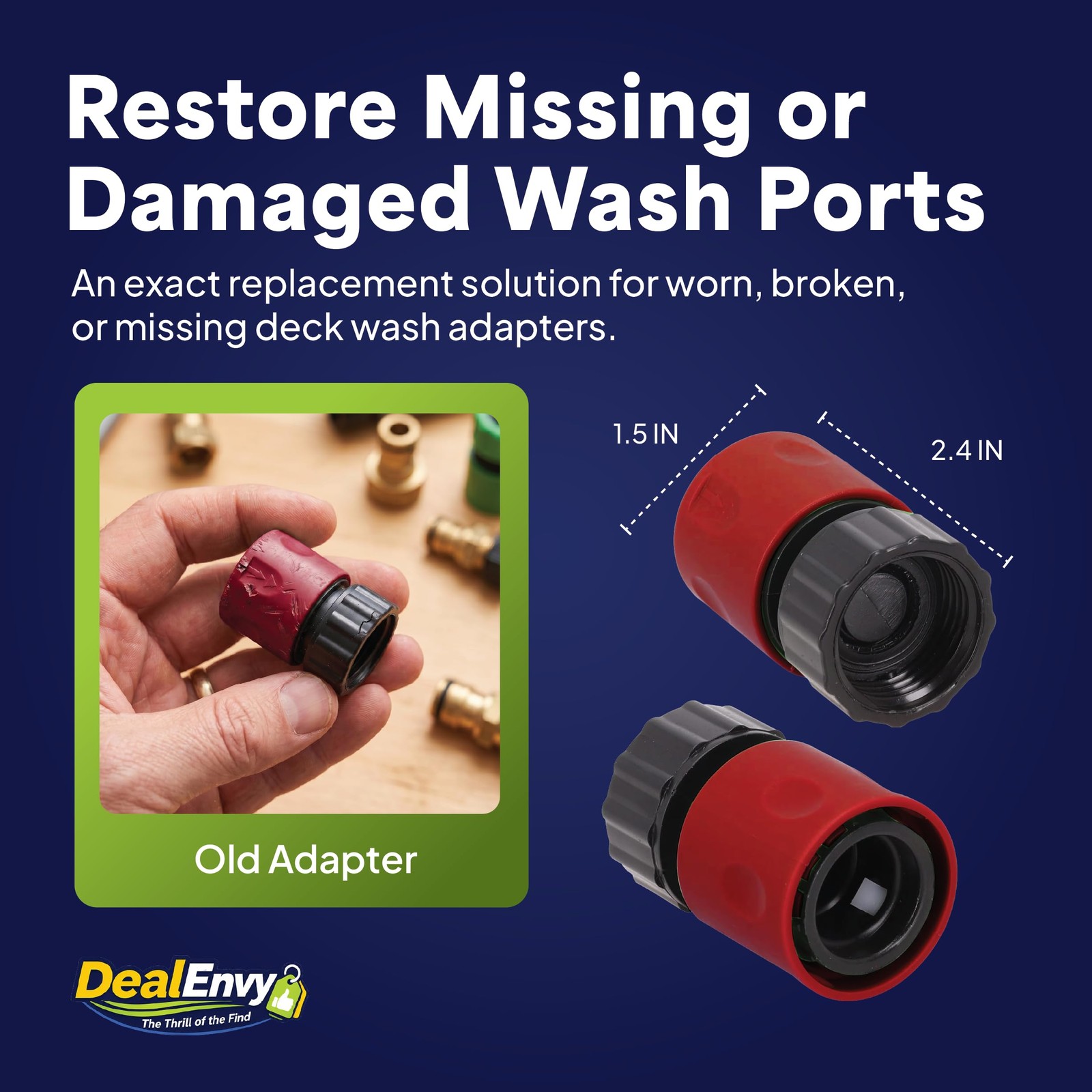 DealEnvy Quick Connect Lawn Mower Deck Wash Port Adapter – Riding Small, Red