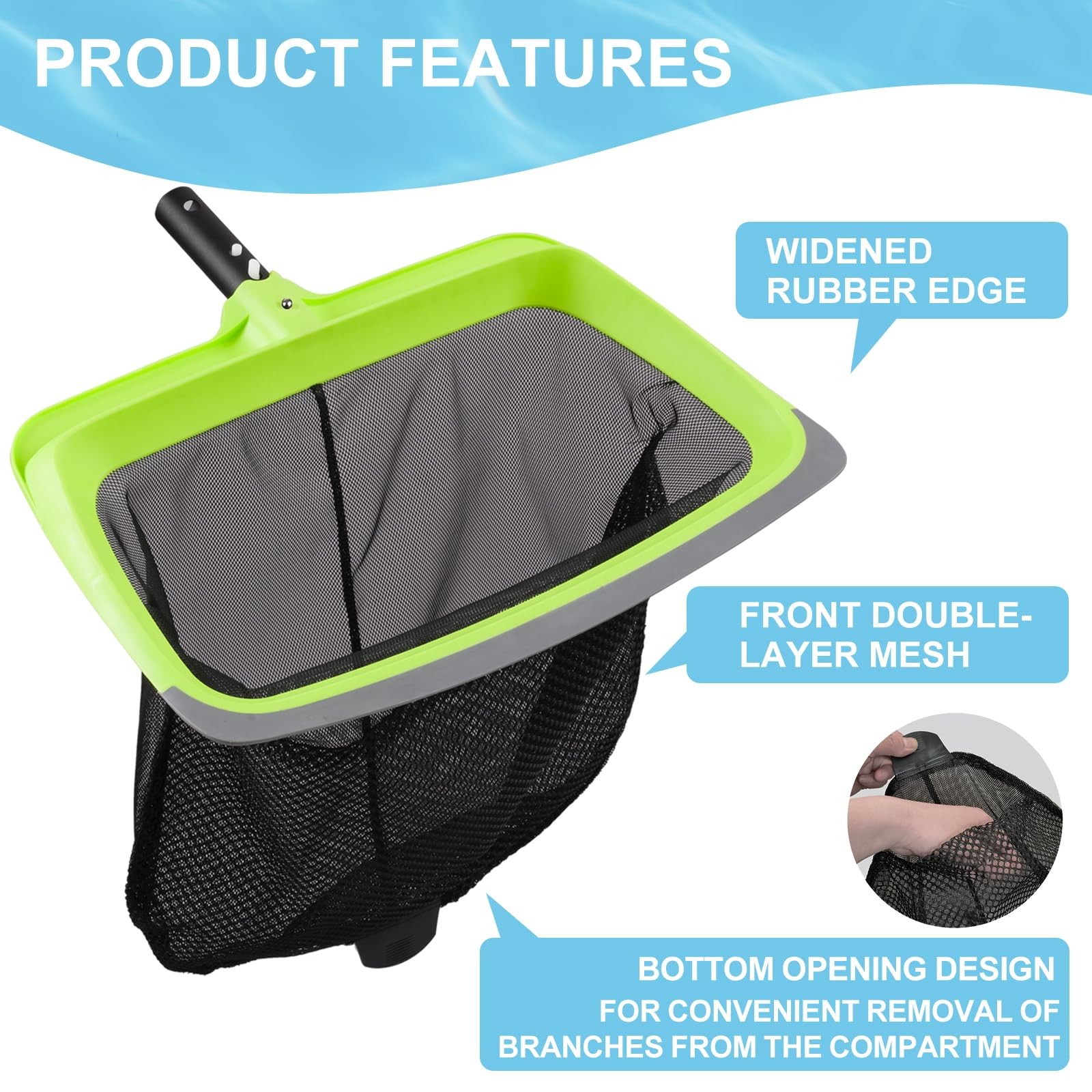Deluxe Swimming Pool Cleaning Kit Including Rubber Edge Skimmer Net,17.5&Prime; Poo…