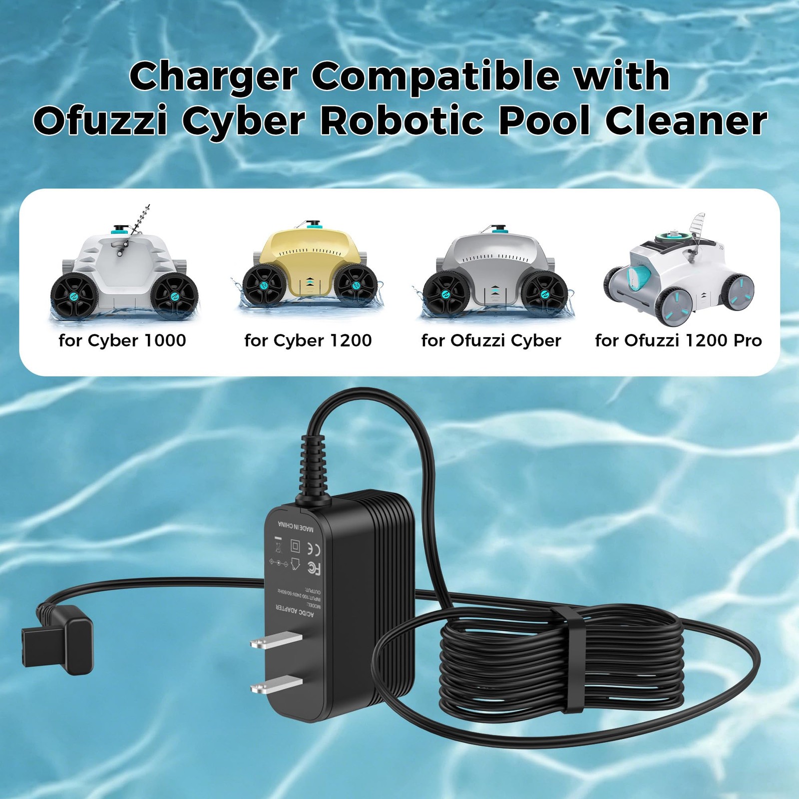 Pool Vacuum Charger for Ofuzzi Cyber/1000/1200/1200 Por Cordless Robotic Pool…