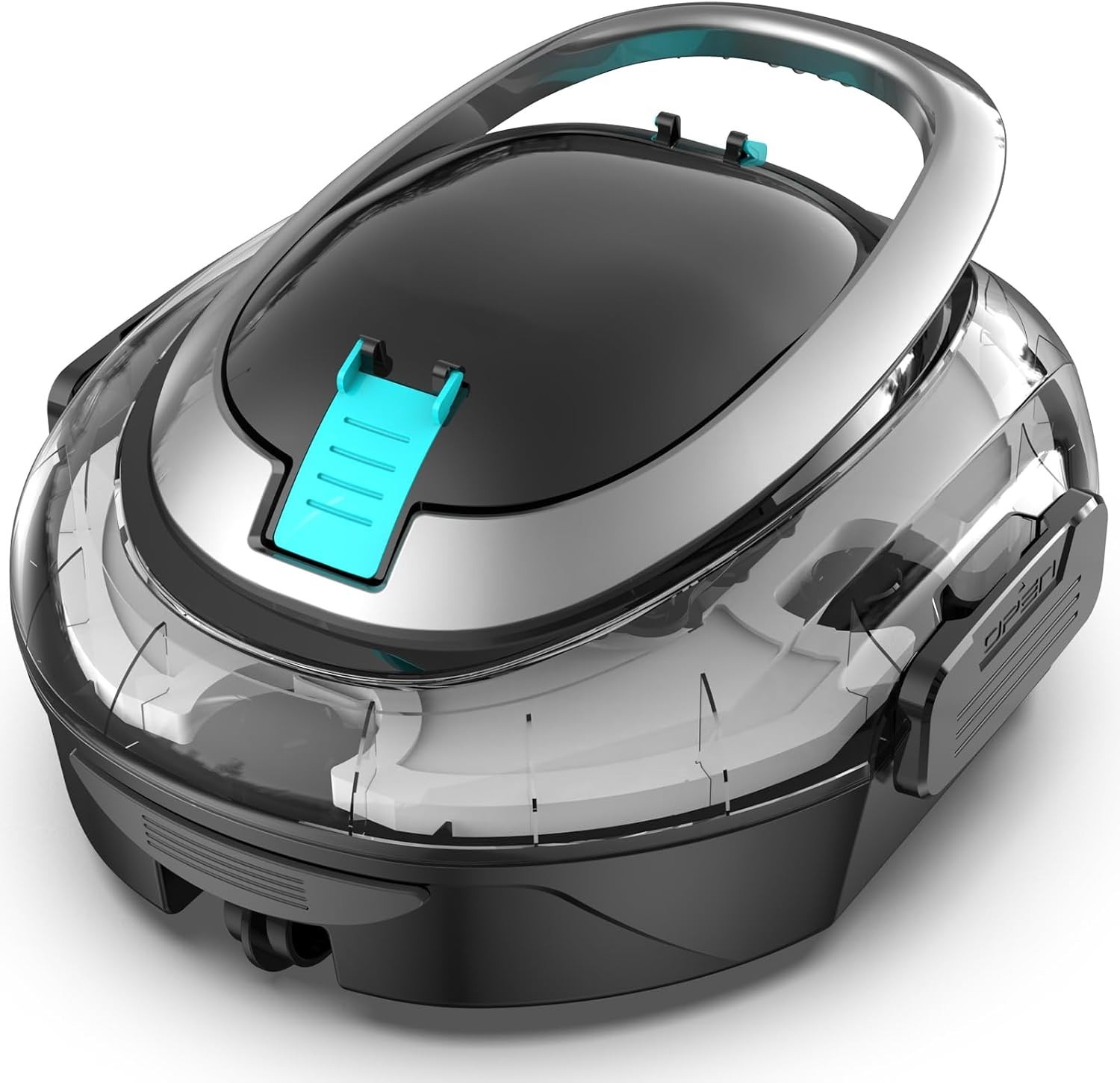 Lightweight Robotic Pool Vacuum with 90-Minute Runtime – Glossy Black Design