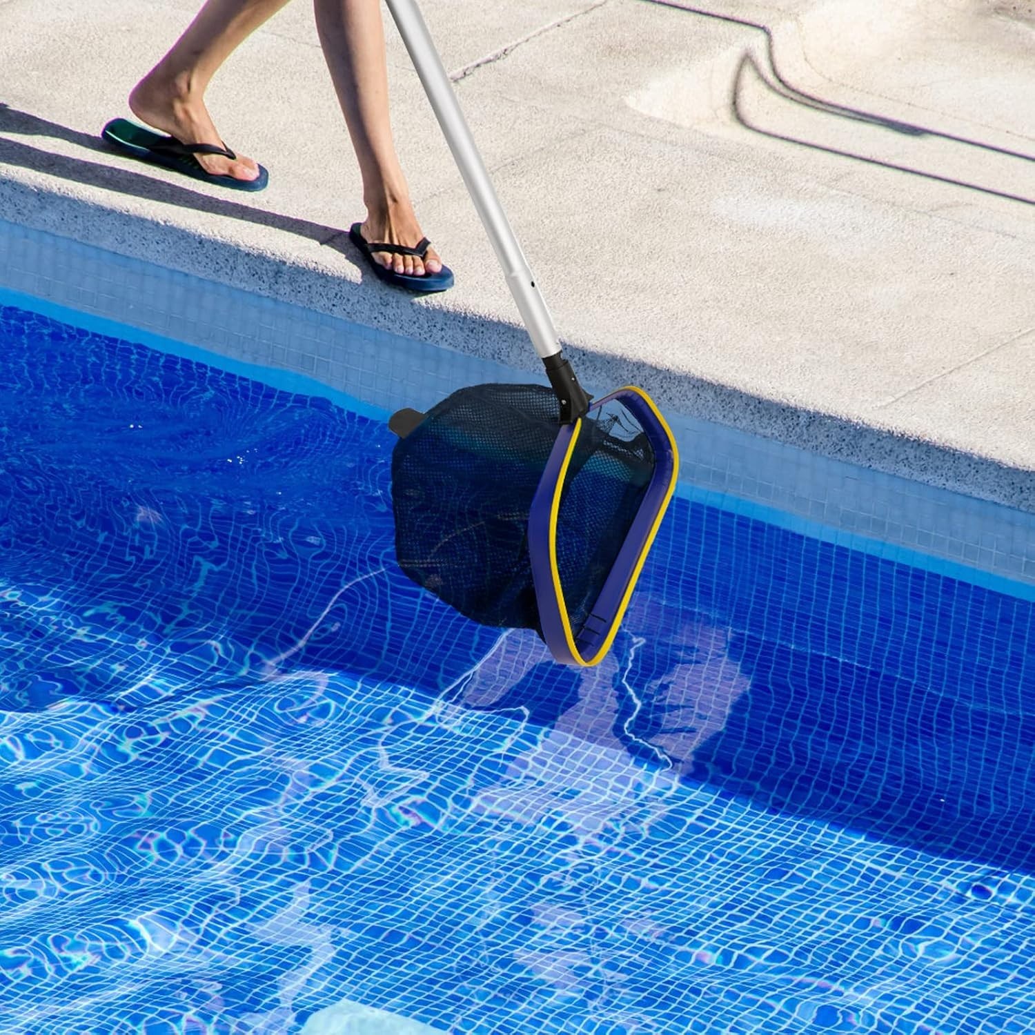 Heavy-Duty Skimmer Net with 10ft Telescopic Pole for Above/In-Ground Pools