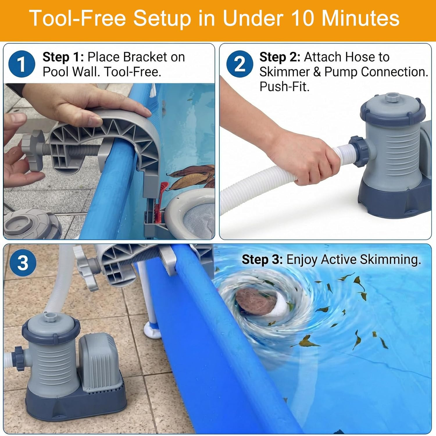 Above Ground Pool Skimmer with 10-Pack Skimmer Socks, Wall Mount Surface Skimmer