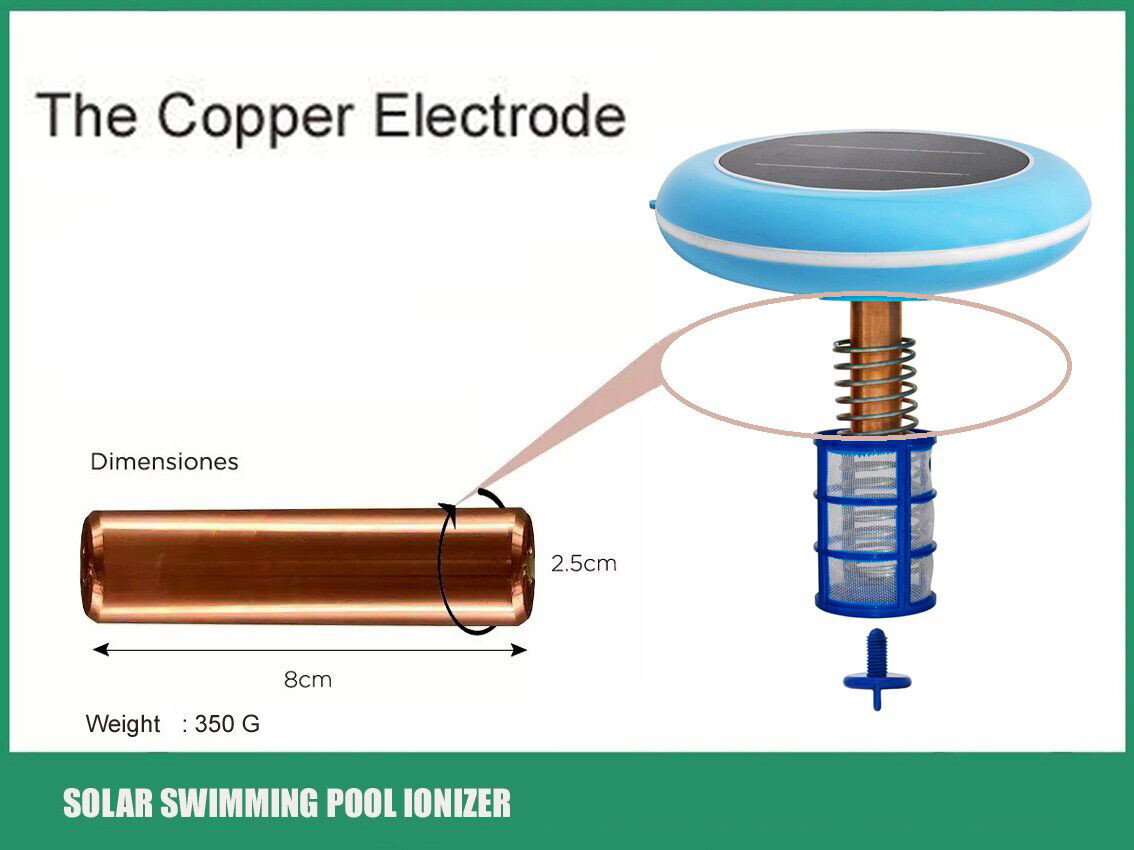 Solar Pool Ionizer,Cleaner,Purifier, Chlorine-Free Water,Covers up to 35,000 gal