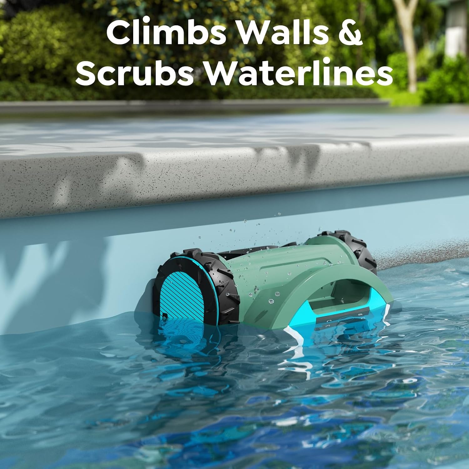 track cordless Pleco Pro Robotic Pool Cleaner Vacuum Smart Floor Wall Waterline