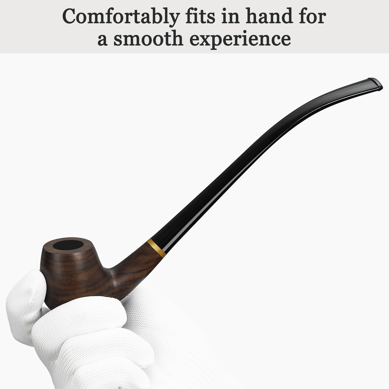 Obetis Ebony Tobacco Pipe Set – Elegant Churchwarden Style Long Dark Brown