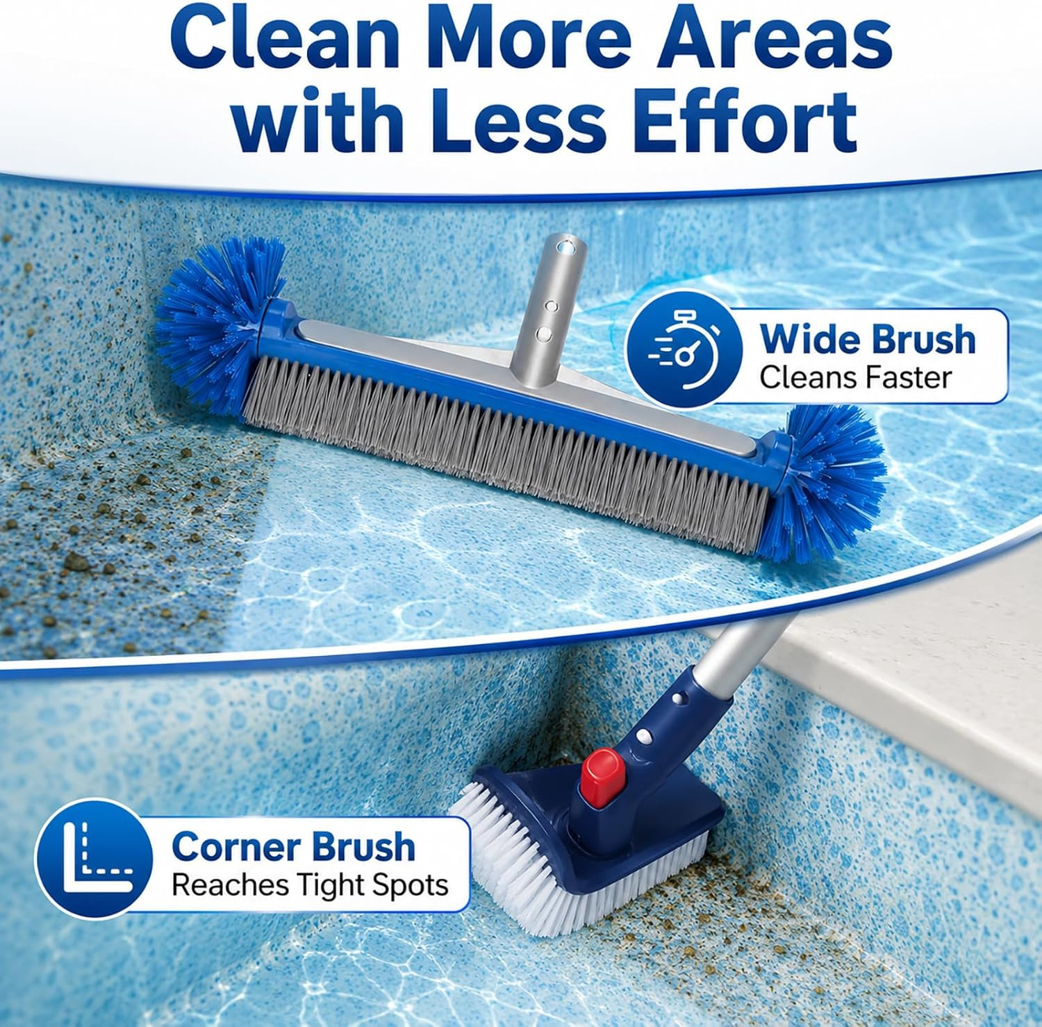 4-Piece Professional Pool Cleaning Kit with Skimmer Net & Brush Set