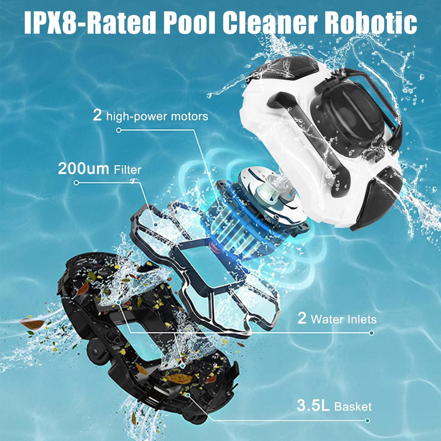(2026 Upgrade) Cordless Robotic Pool Cleaner 150 Mins Runtime, Automatic Pool…