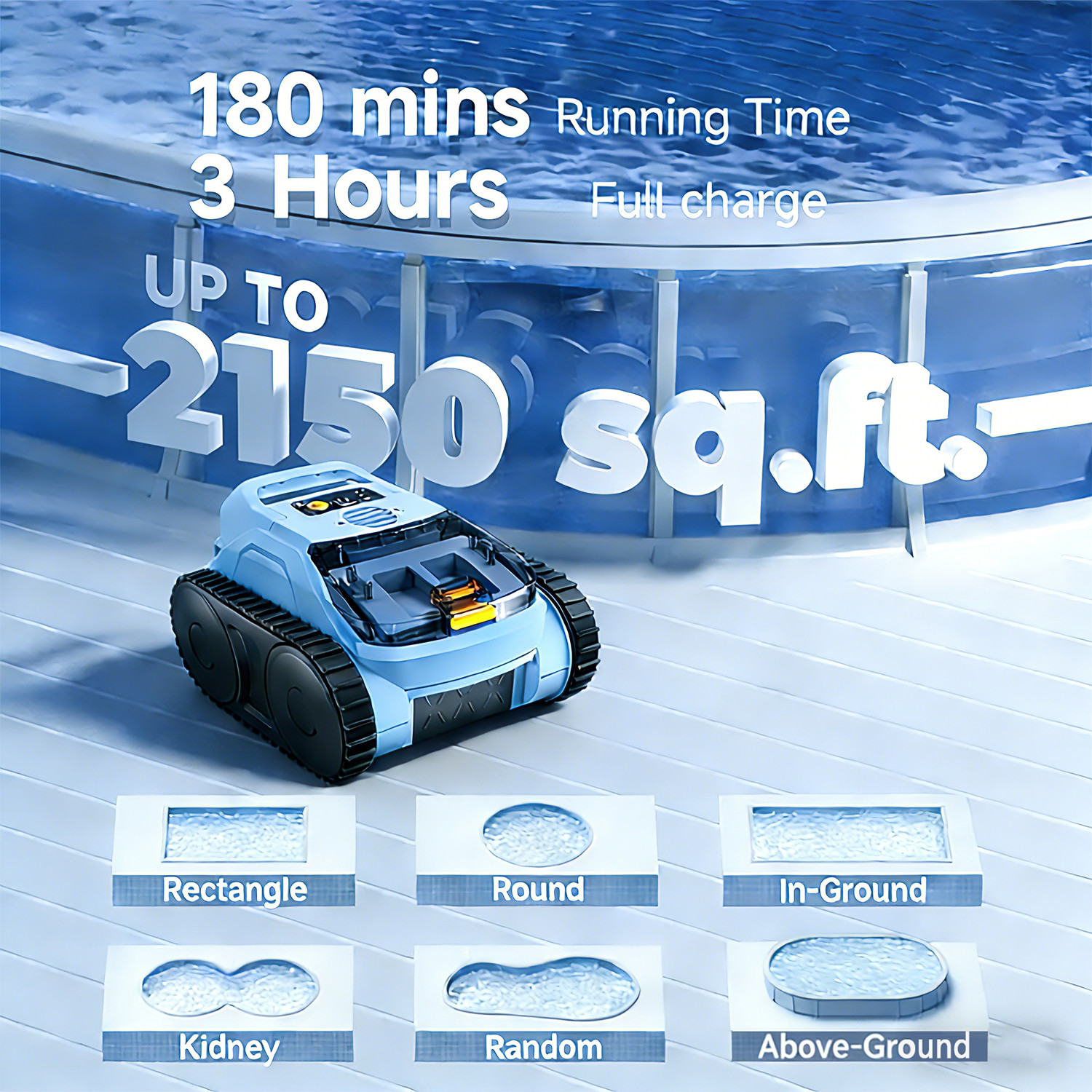 2026 New Cordless Robotic Pool Cleaner | 120W Brushless Motor Pool Vacuum