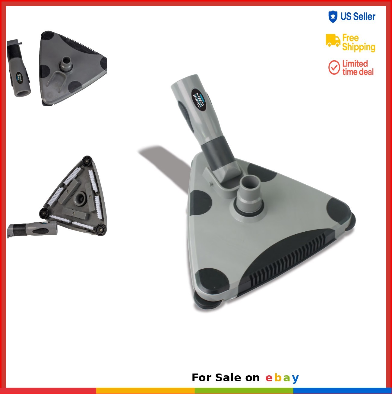 Heavy Duty Triangle Swimming Pool Vacuum Head 11 Inch Scrubbing Bristles For