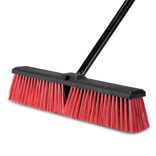 18 Inch Heavy Duty Push Broom Outdoor with 63&Prime; Long Handle Stiff Bristle Brush