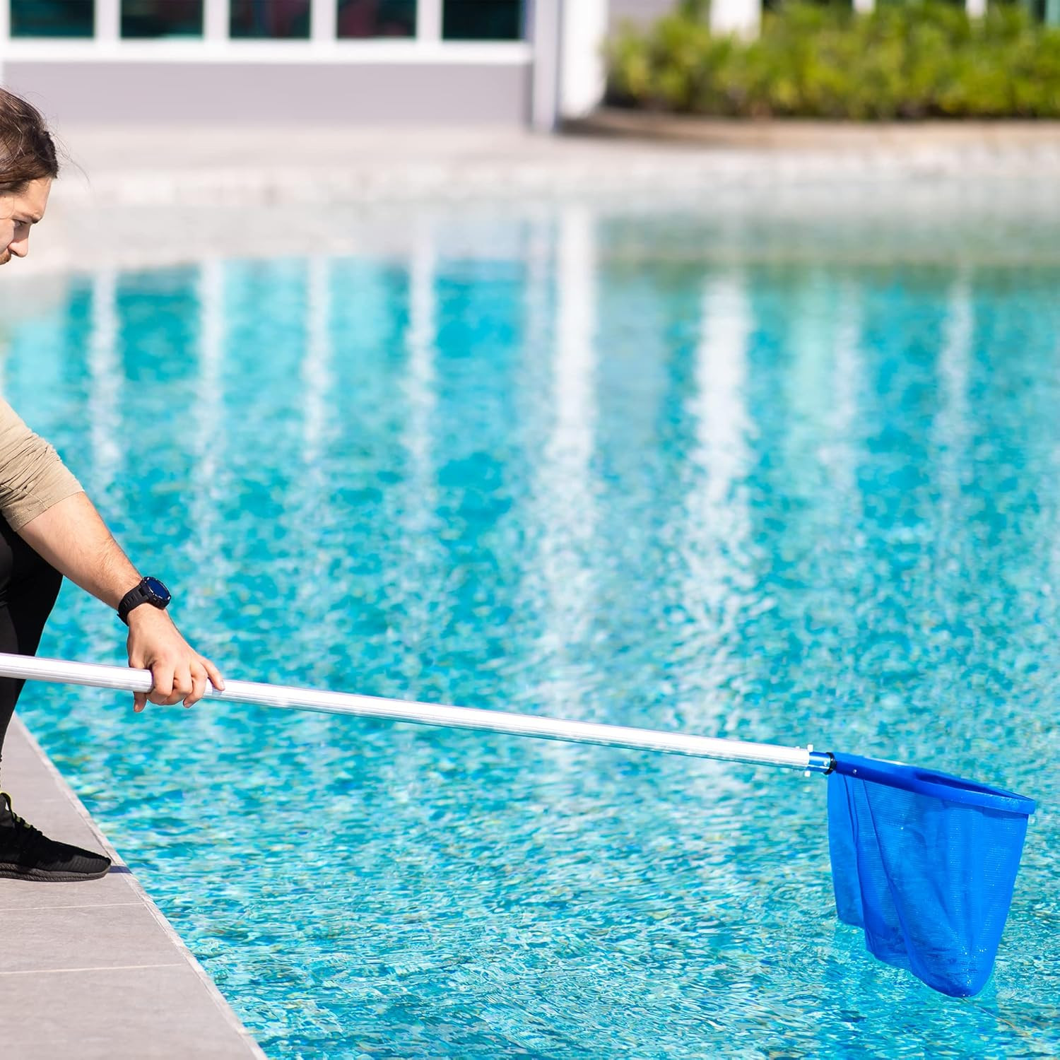 Red recoge hojas para piscina sin palo marco reforzado y gran capacidad limpieza