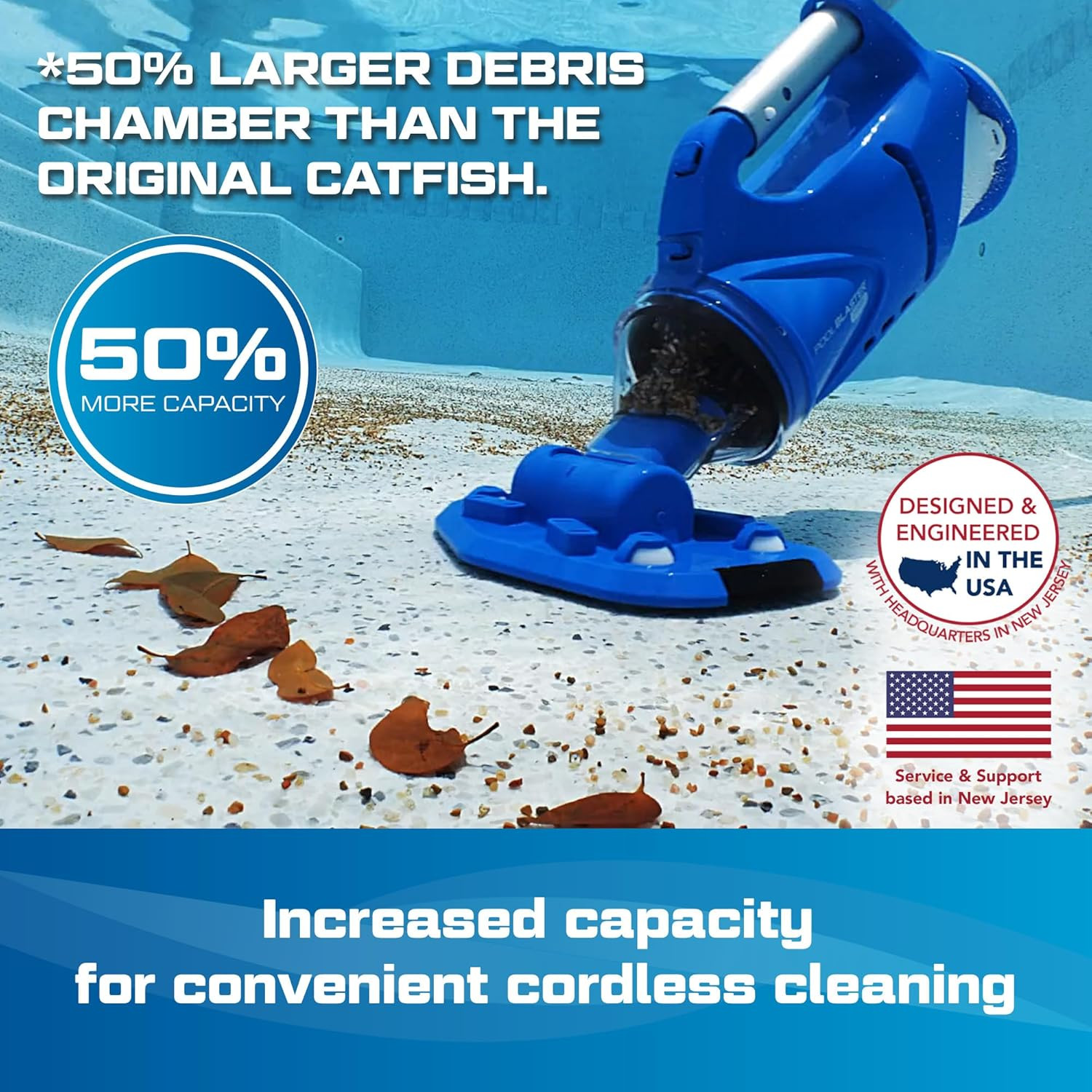 POOL BLASTER Catfish (Gen 2) Cordless Spa & Hot Tub Vacuum, More Power & Capacit