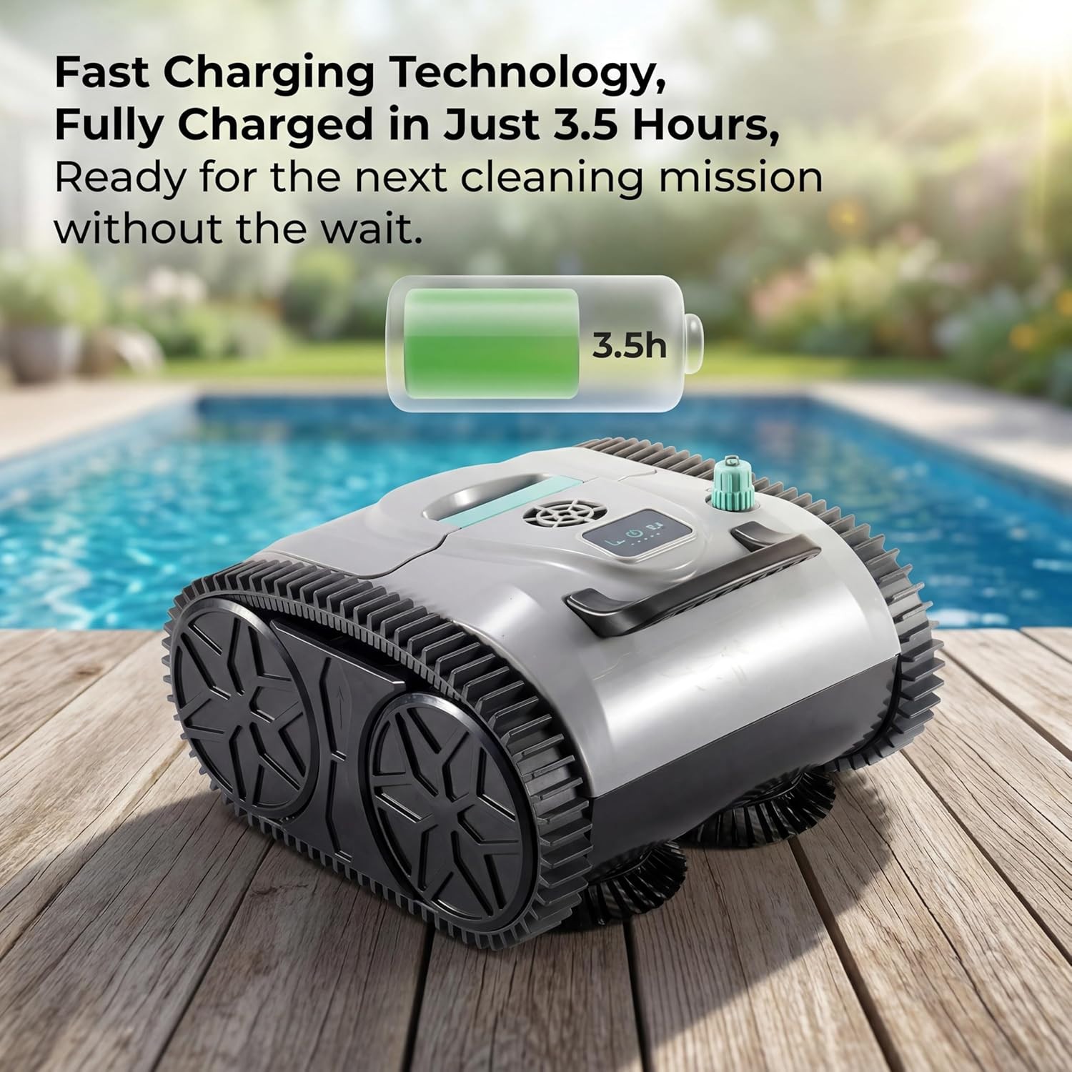 Hinice Cordless Pool Cleaner Robot for Wall & Waterline – PC03 3200sqft 120 mins