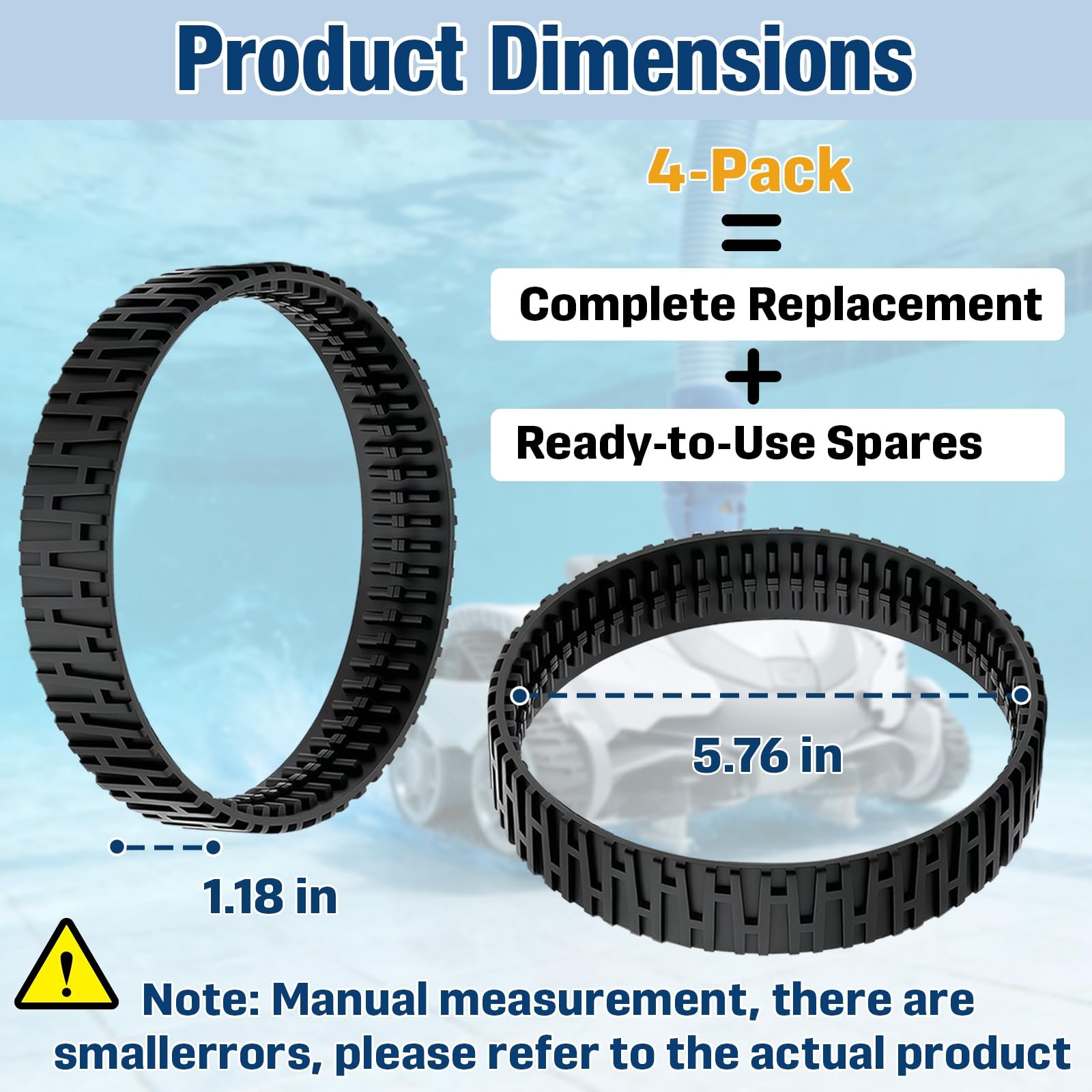 4-Pack R0916500 Pool Cleaner Tracks V2, Replacement Belt Compatible with Suct…
